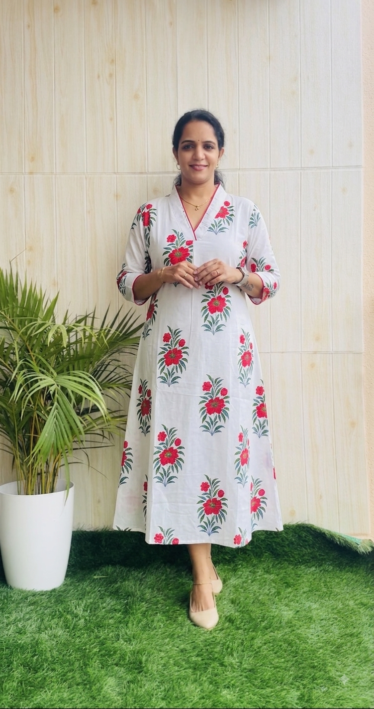 Cotton Printed Aline Kurti RG997