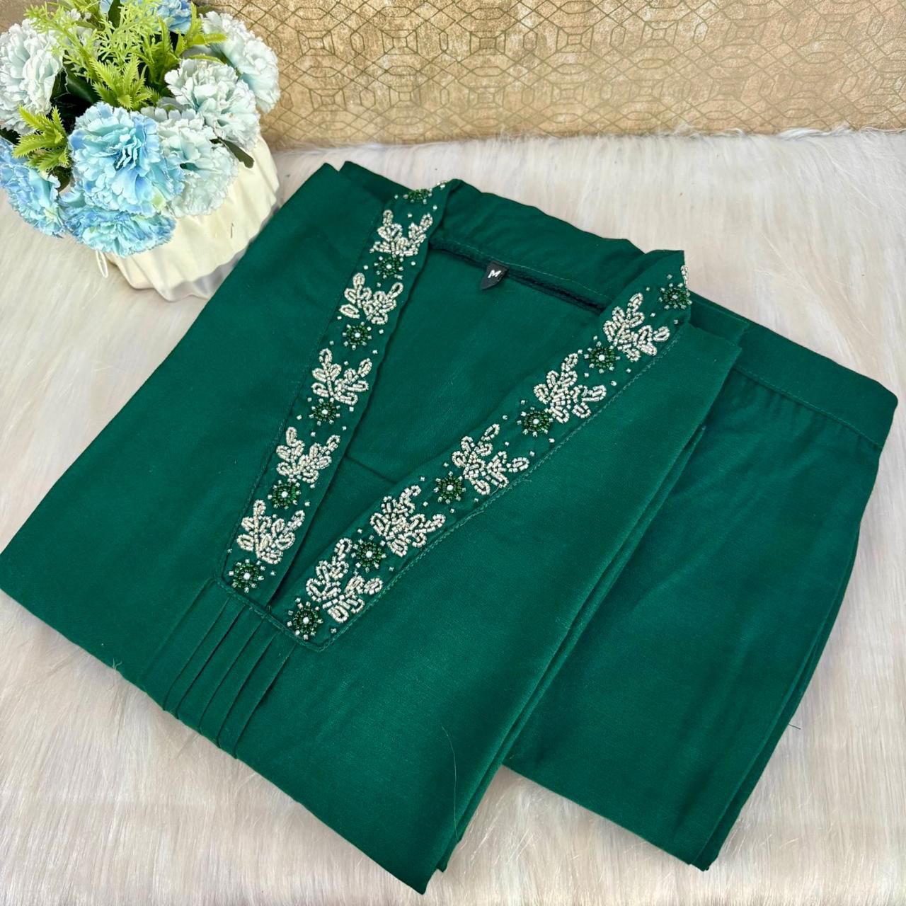 Party wear Top & Bottom Set RG859 Bottle Green