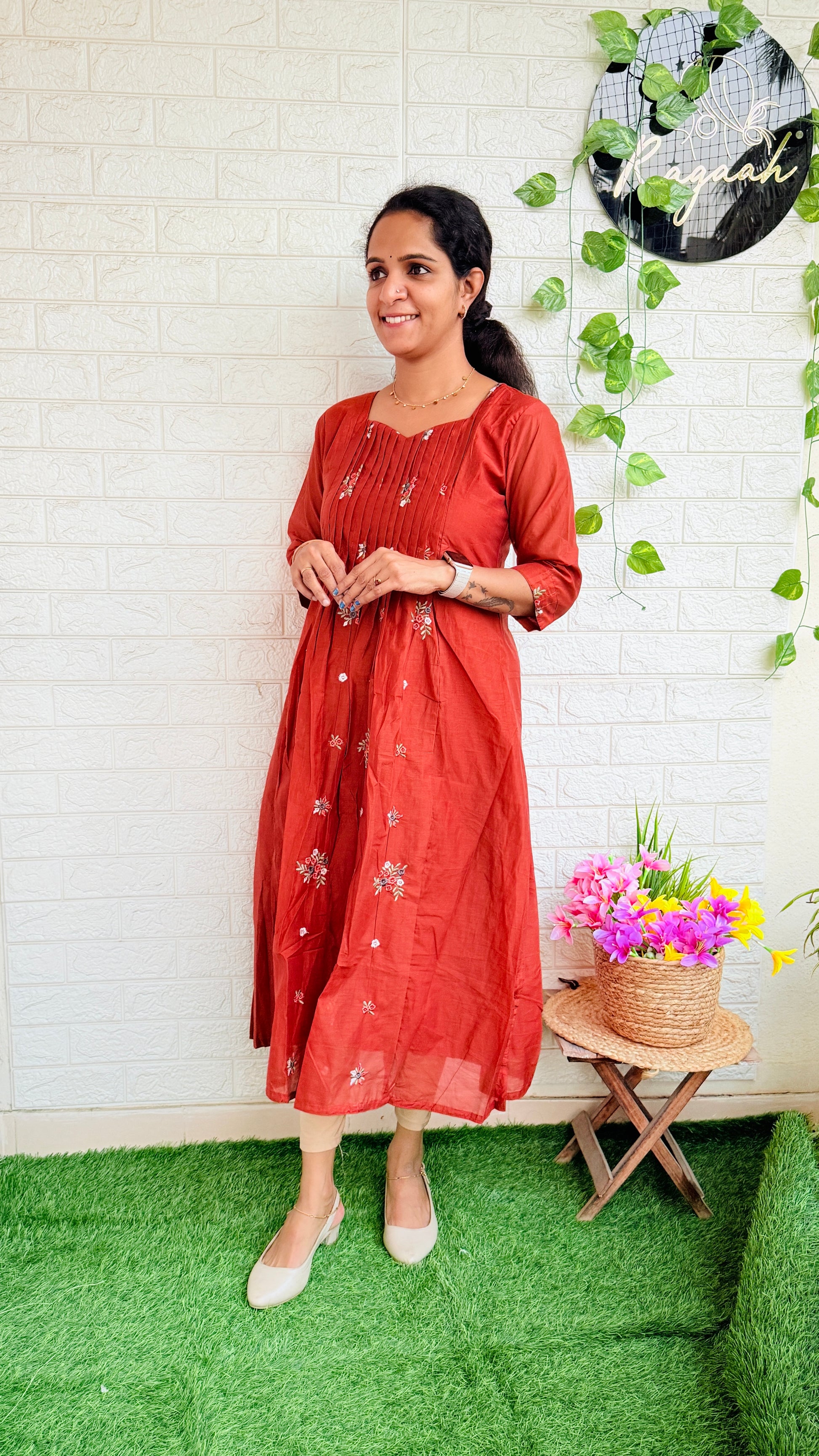 Mul Chandheri Embroidery Aline Frock RG877