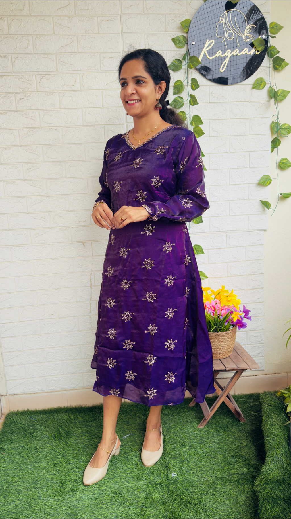 Fandi Zari Embroidery Work Kurti Purple RG894