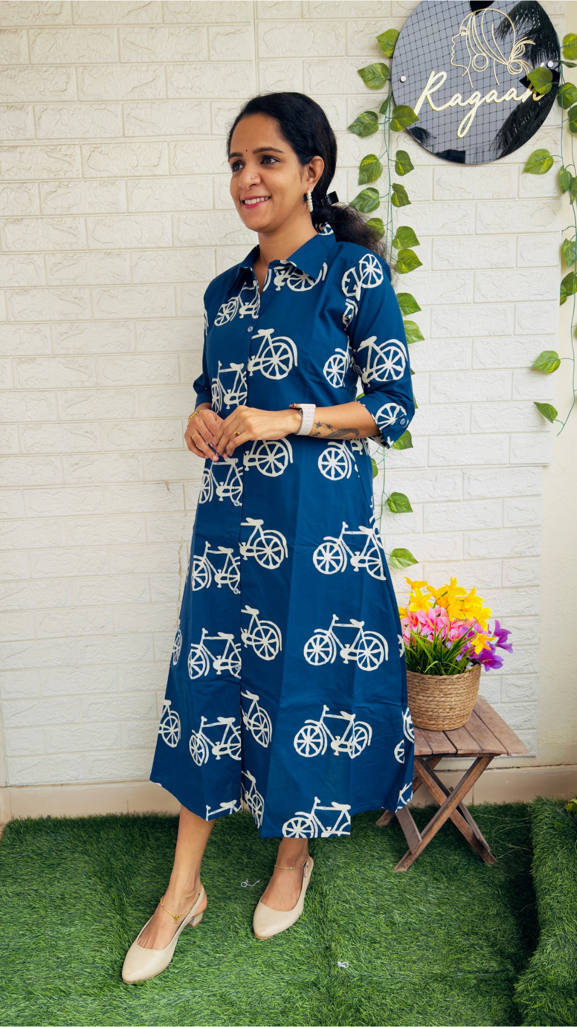 Cycle Cotton Shirt Dress Indigo Blue RG883