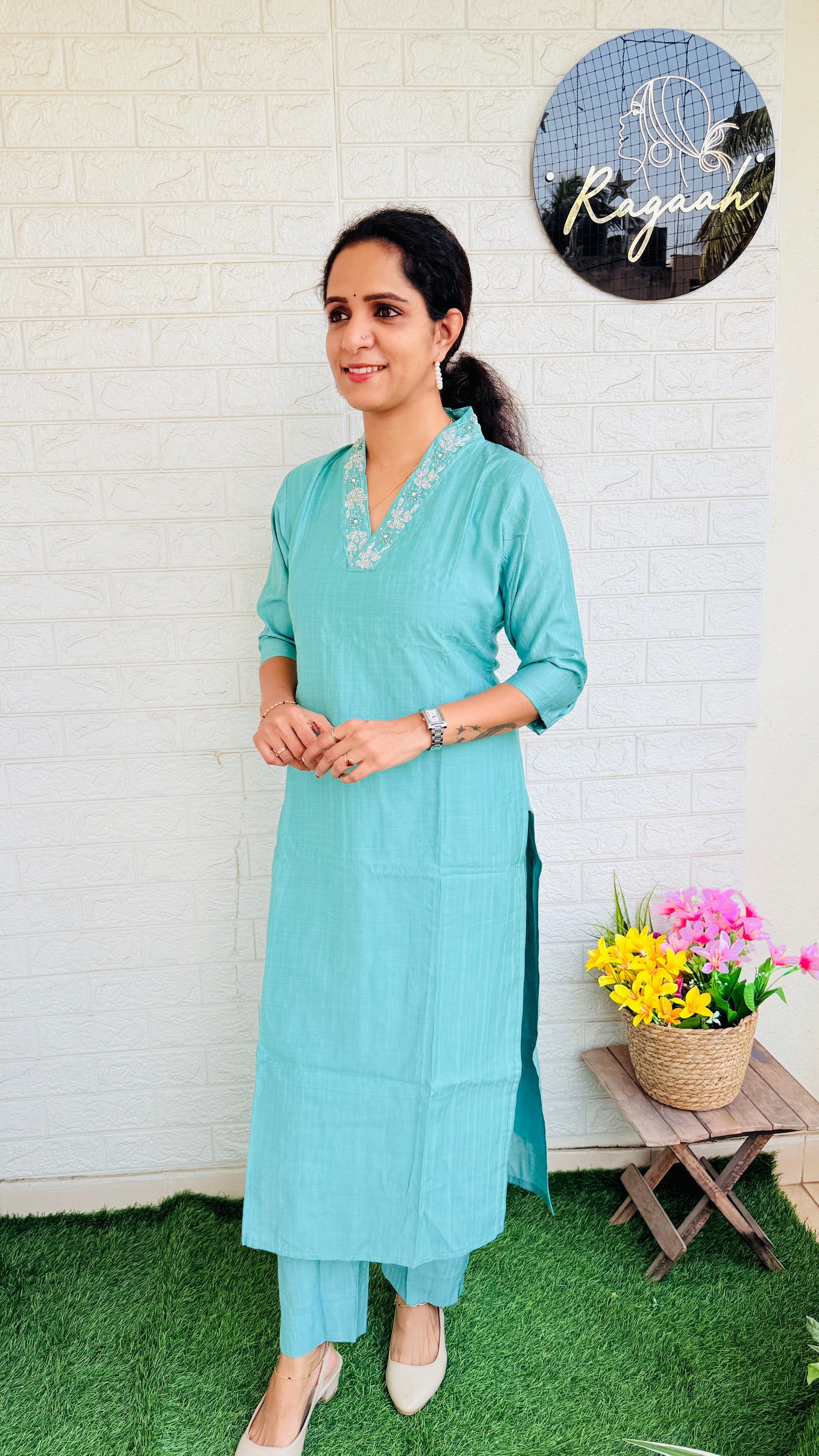 Party wear Top & Bottom Set RG823 Green
