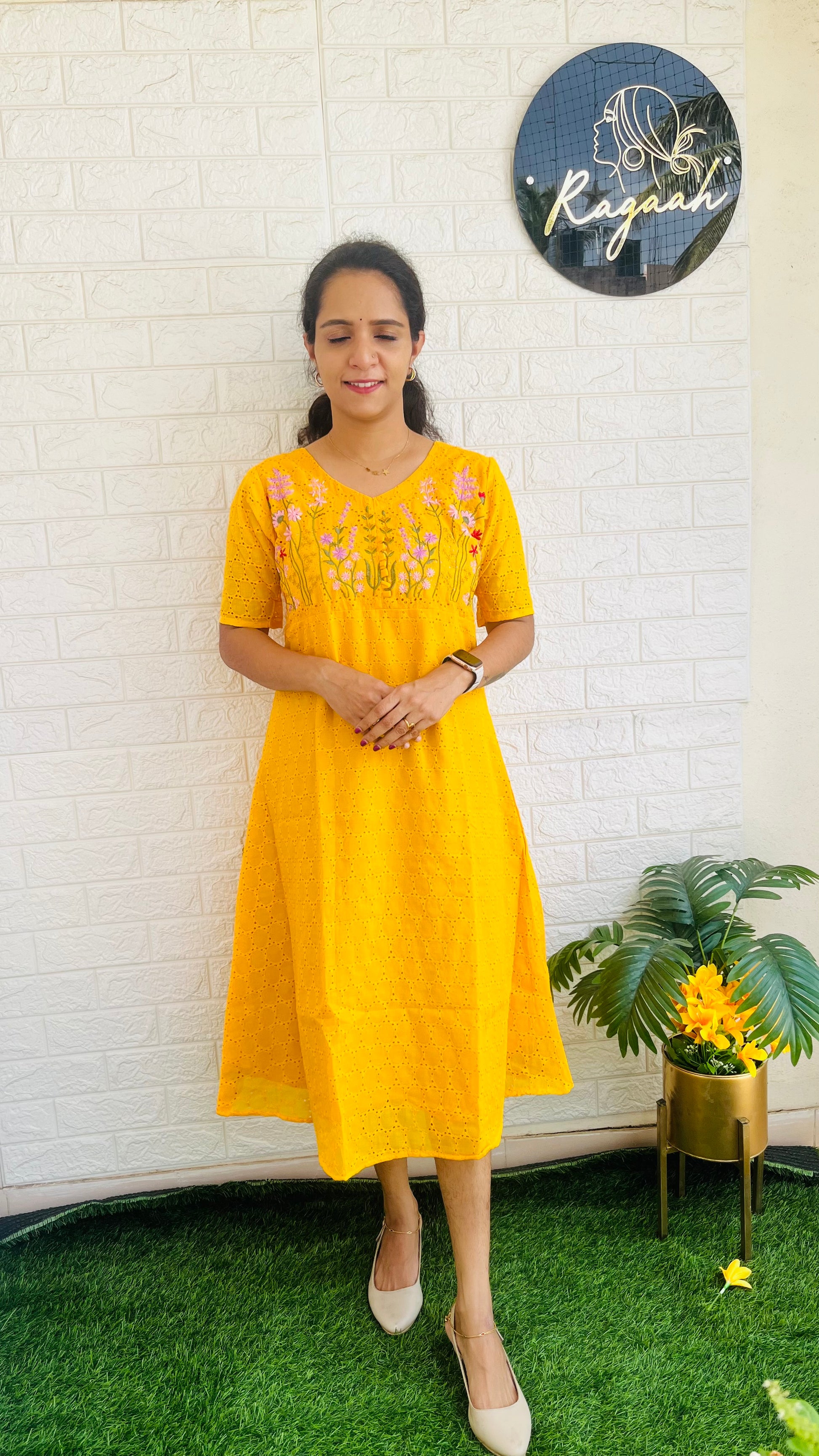 Cotton Hakoba Aline Kurti RG737 Yellow
