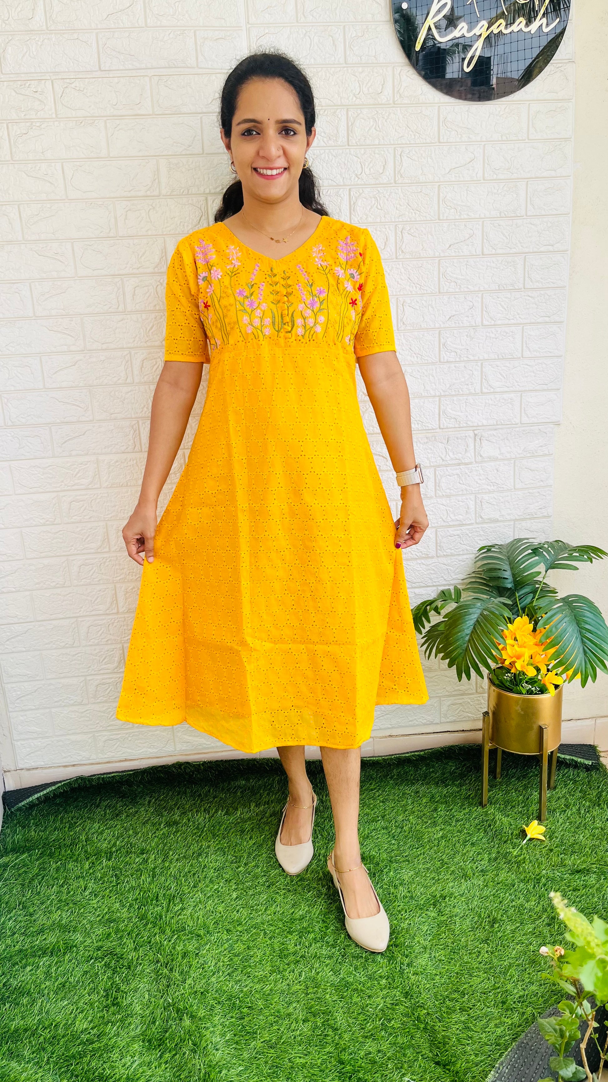 Cotton Hakoba Aline Kurti RG737 Yellow