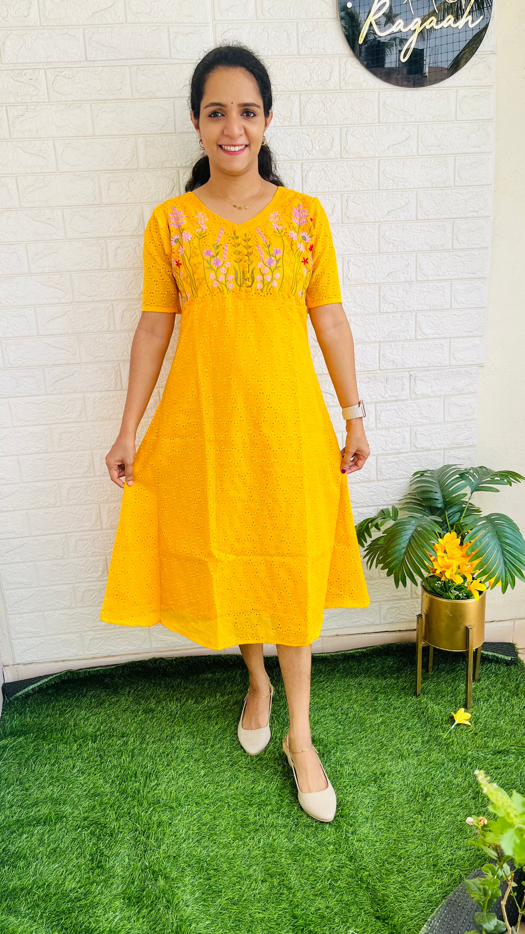 Cotton Hakoba Aline Kurti RG737 Yellow