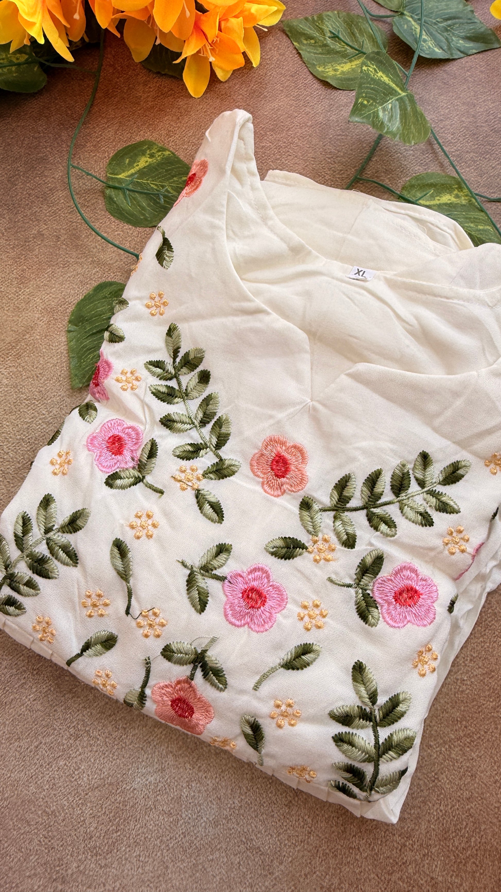 Rayon Cotton Kurti  RG748 Cream
