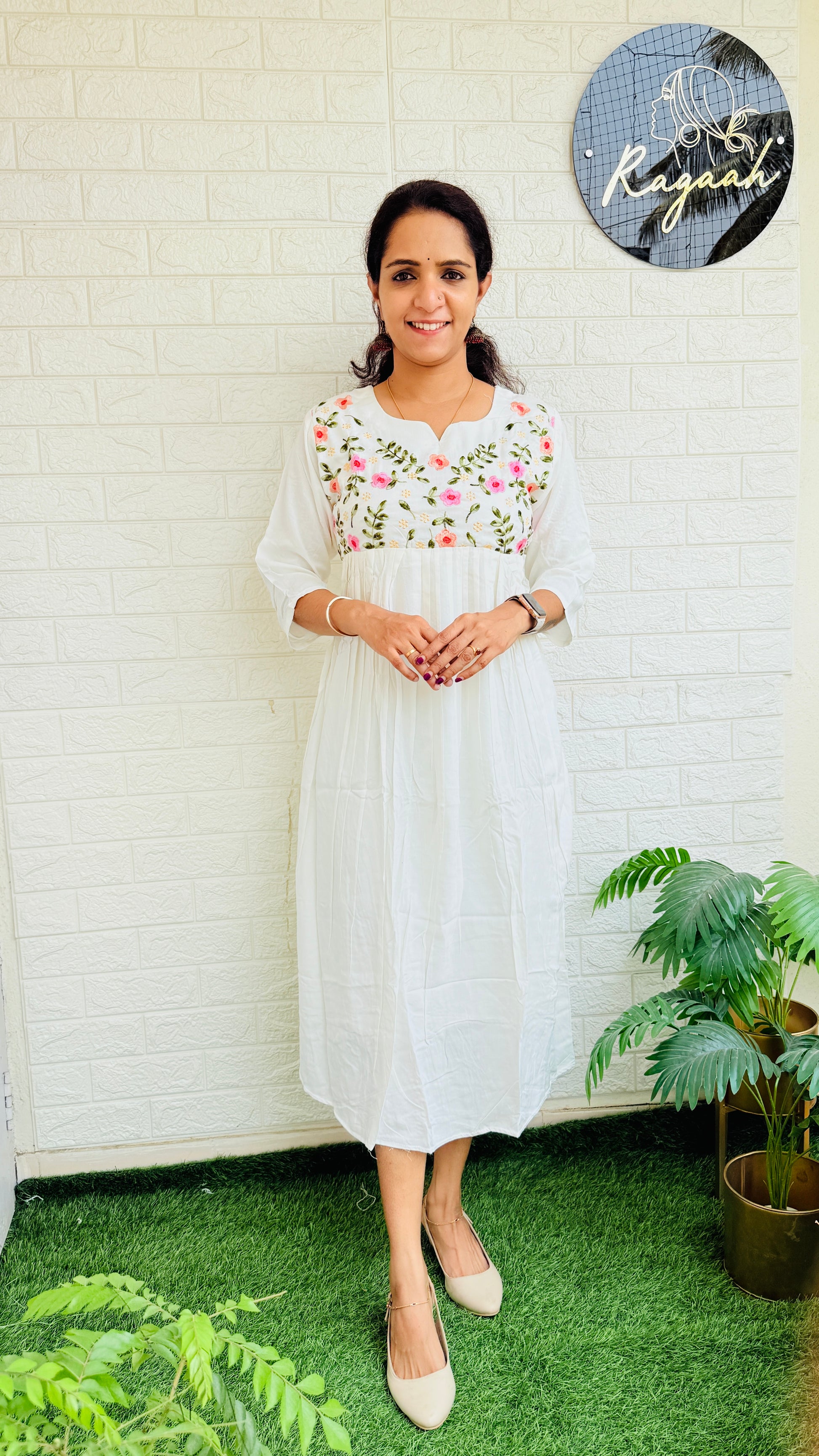 Rayon Cotton Kurti  RG748 Cream