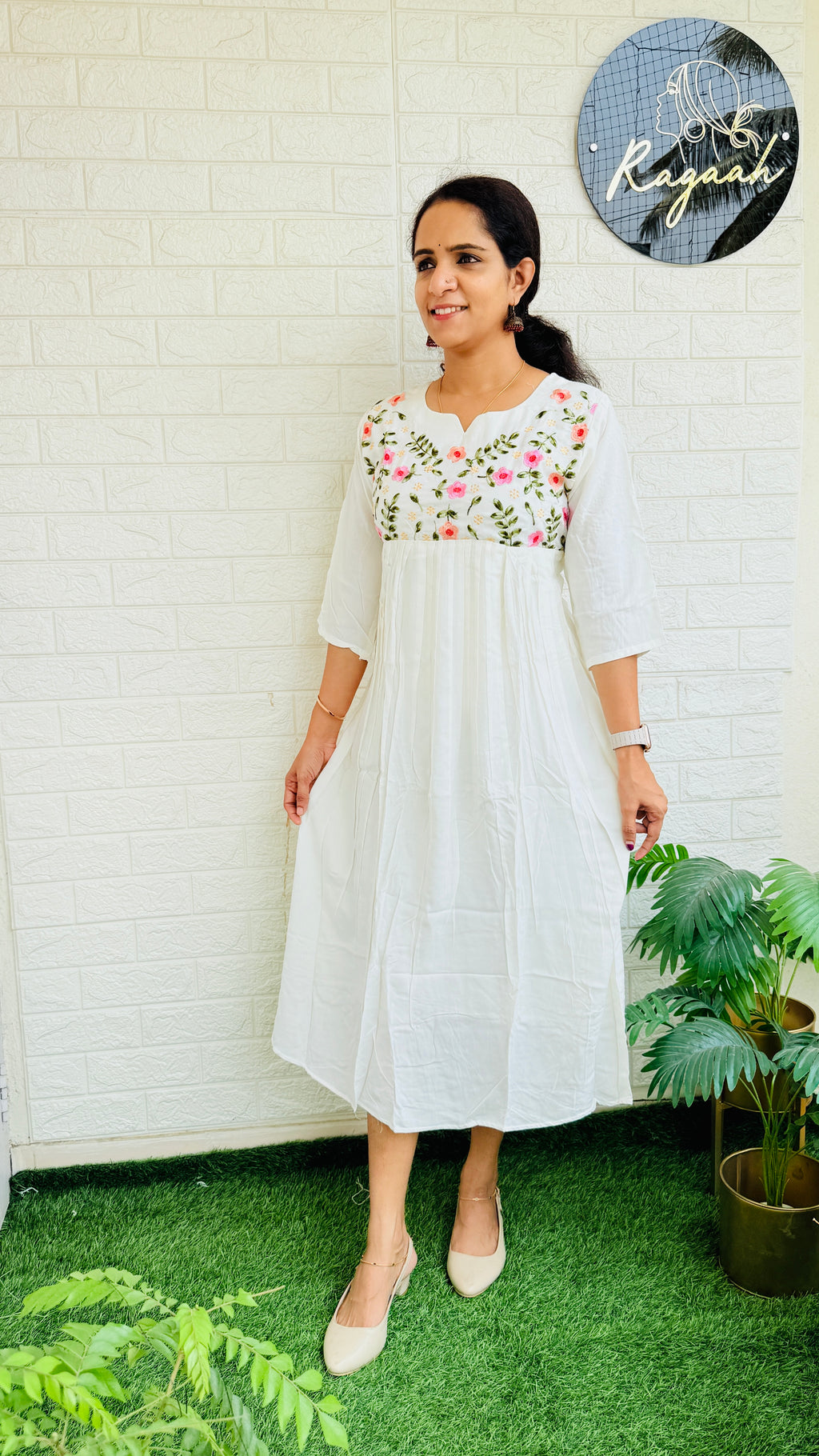 Rayon Cotton Kurti  RG748 Cream
