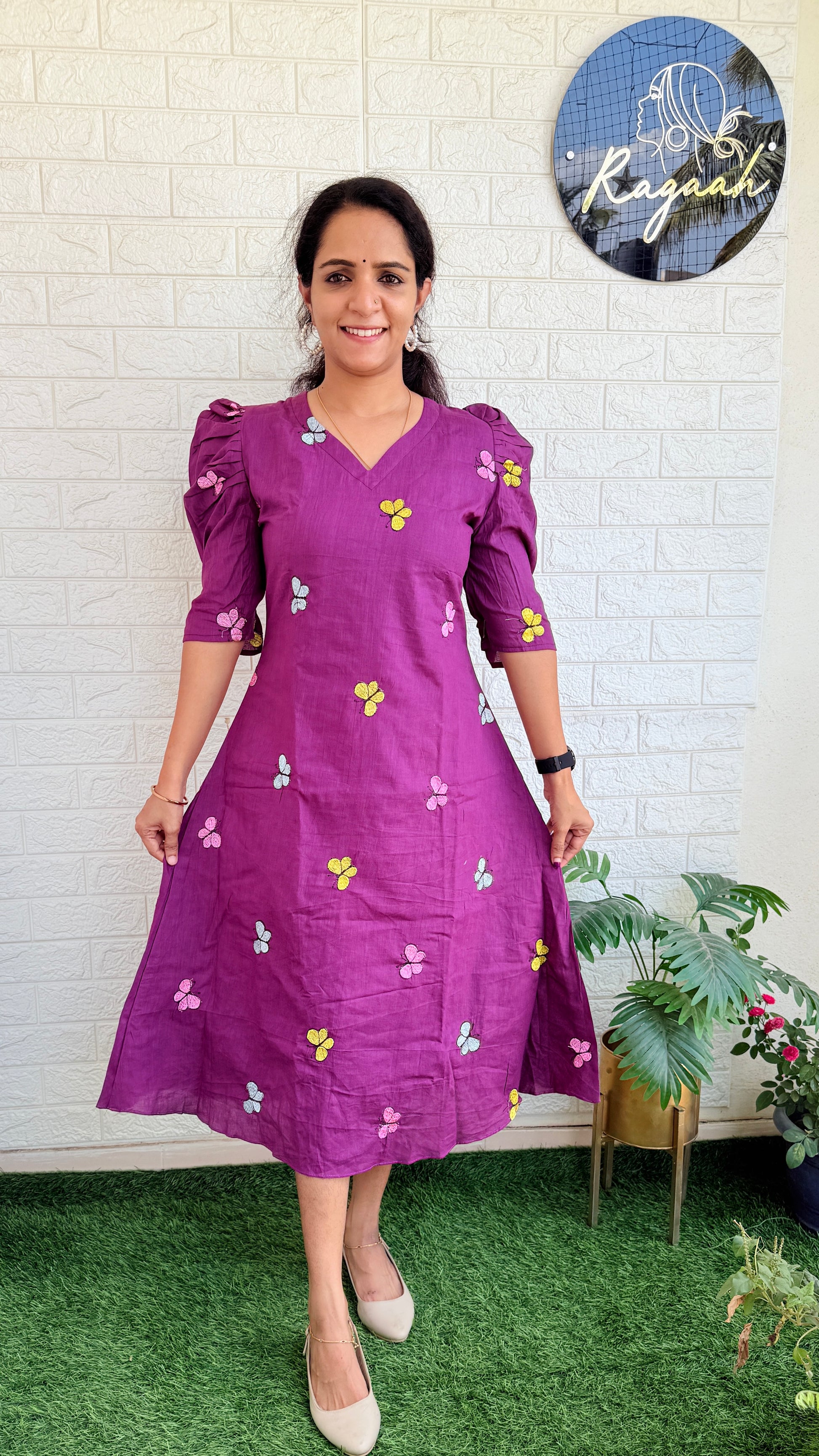 Butterfly Cotton Kurti  RG751 Wine