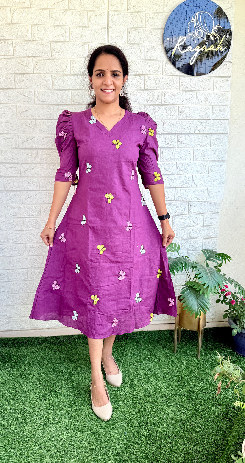 Butterfly Cotton Kurti  RG751 Wine