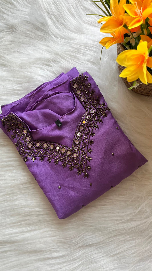 RG501 Vijitra Silk Heavy handwork kurti purple/lavendar