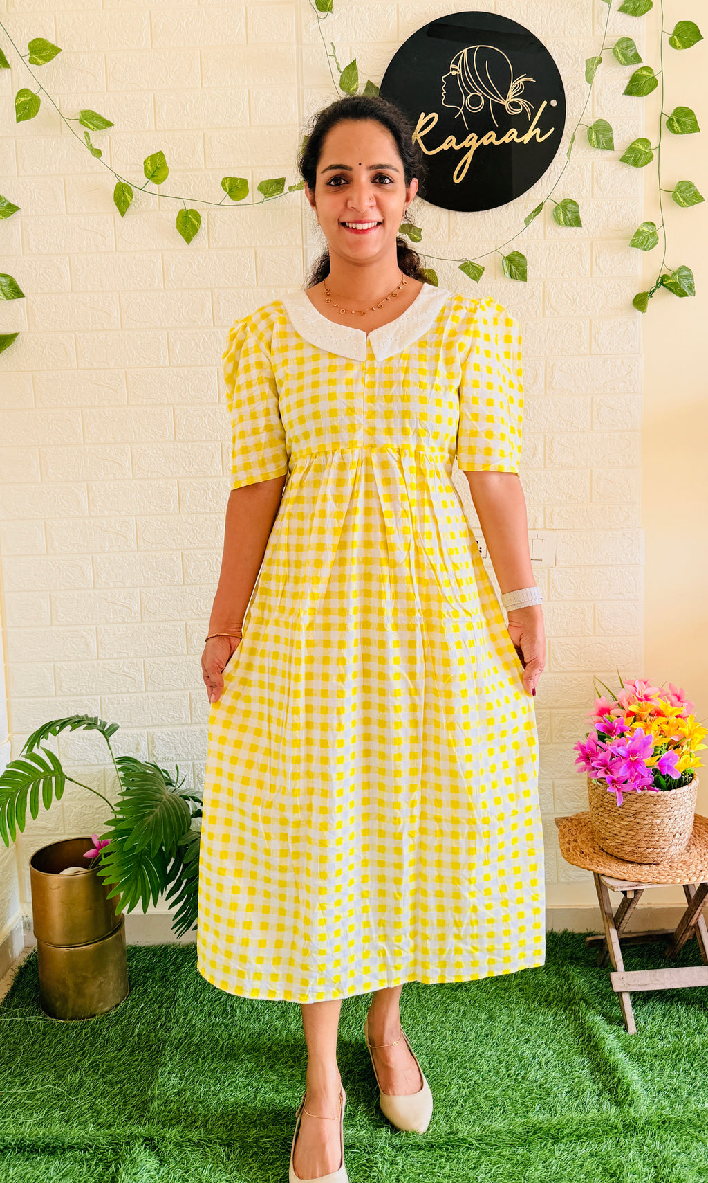 Feeding Checked Cotton Frock RG915