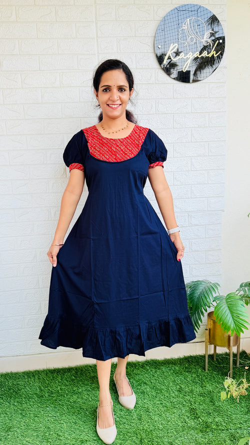Ajrakh Frock RG757 Blue