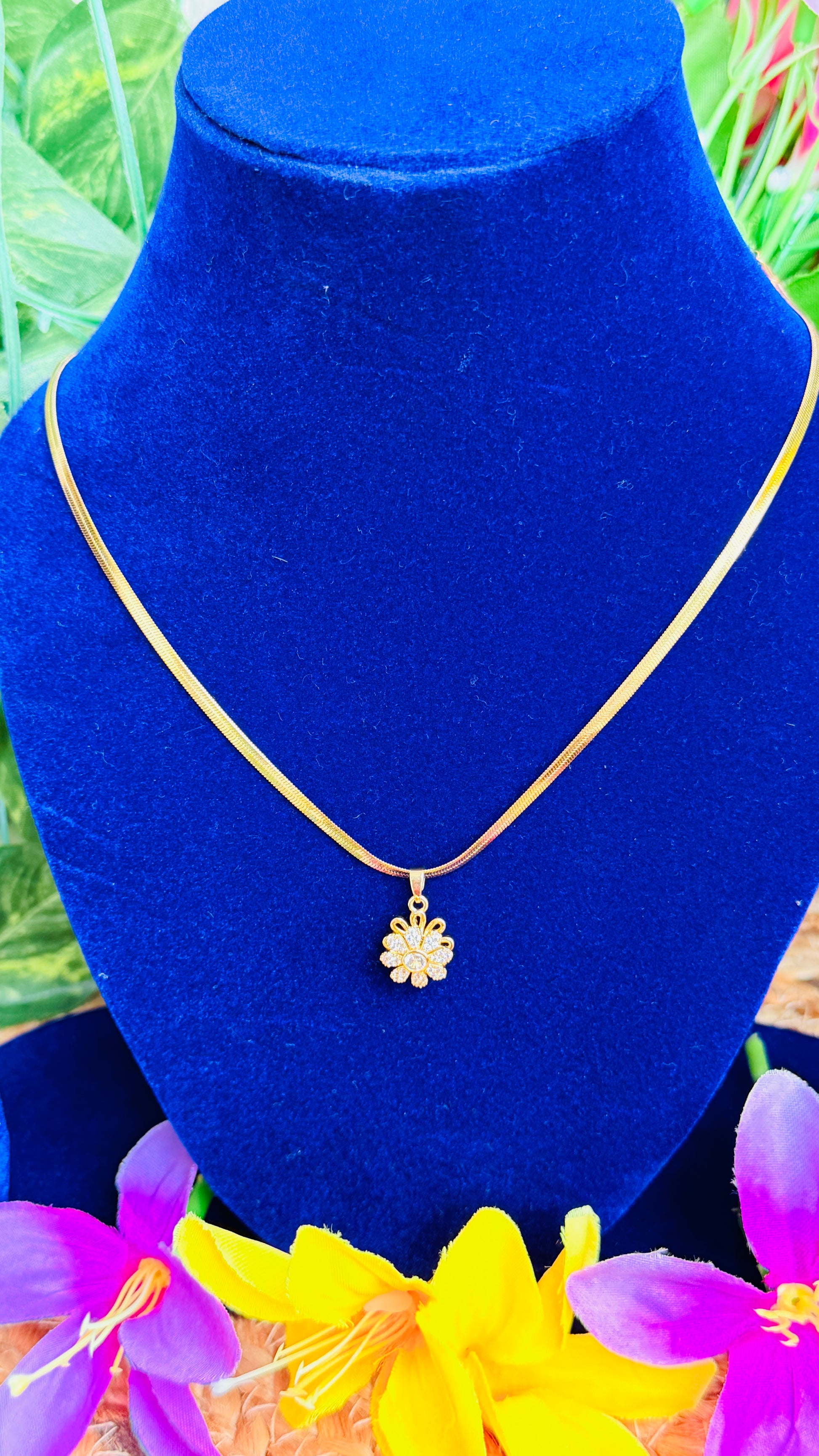 Spinning Daisy Anti tarnish stainless steel neck Chain RJ75