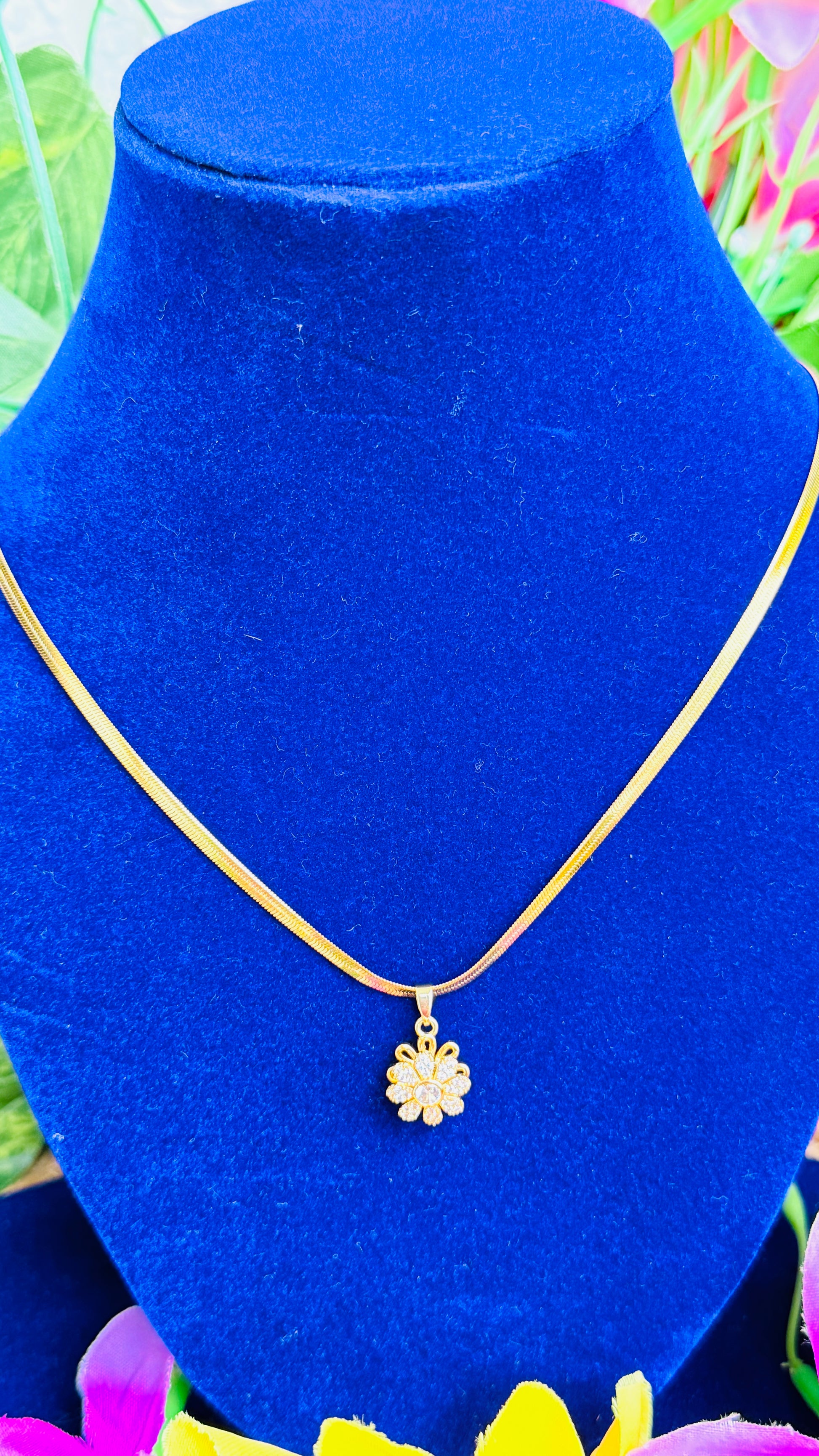 Spinning Daisy Anti tarnish stainless steel neck Chain RJ75