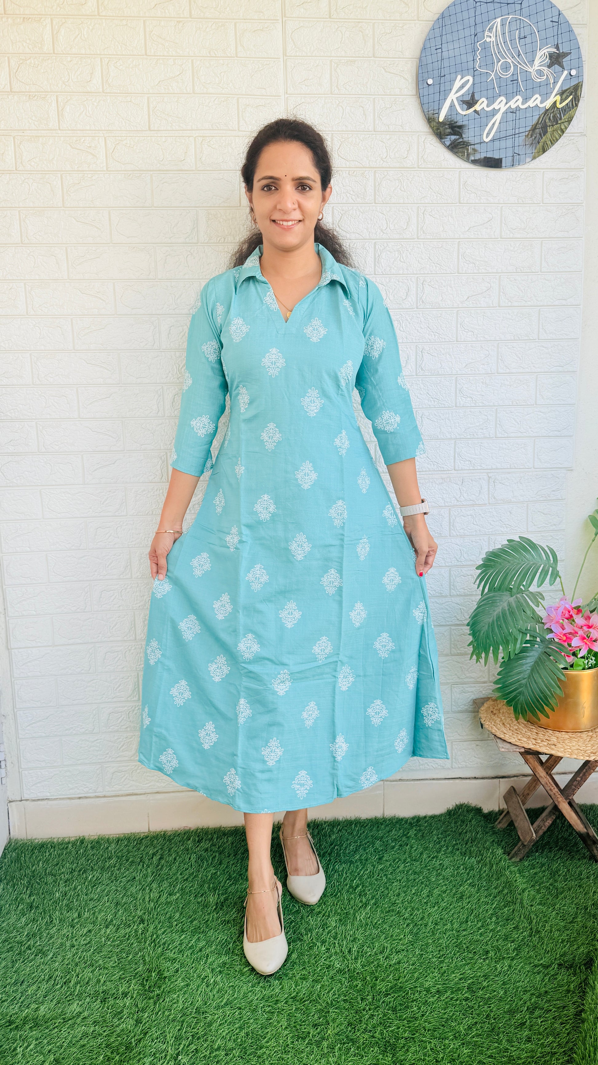Cotton Aline Dress Pastel Green RG767