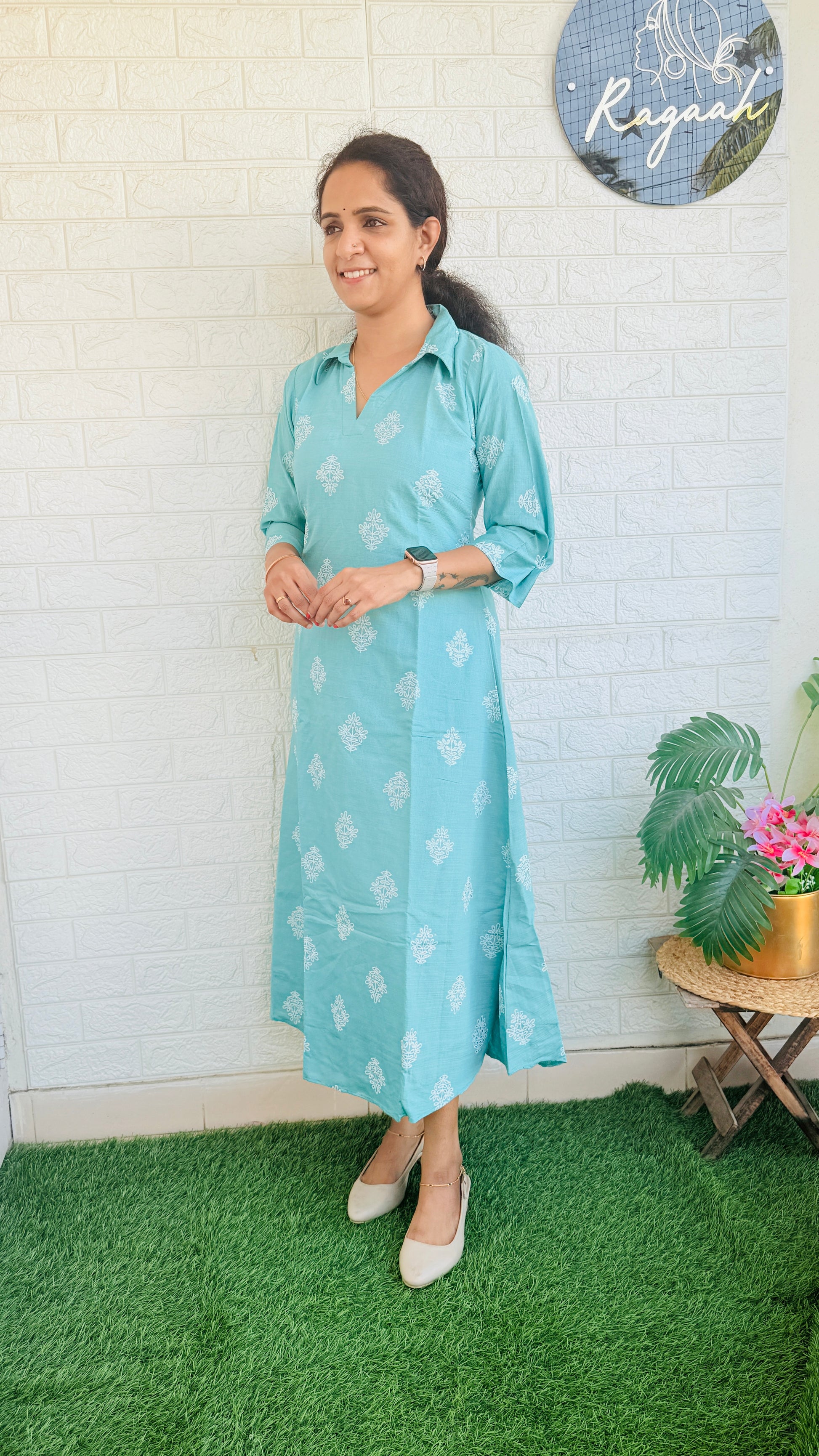 Cotton Aline Dress Pastel Green RG767