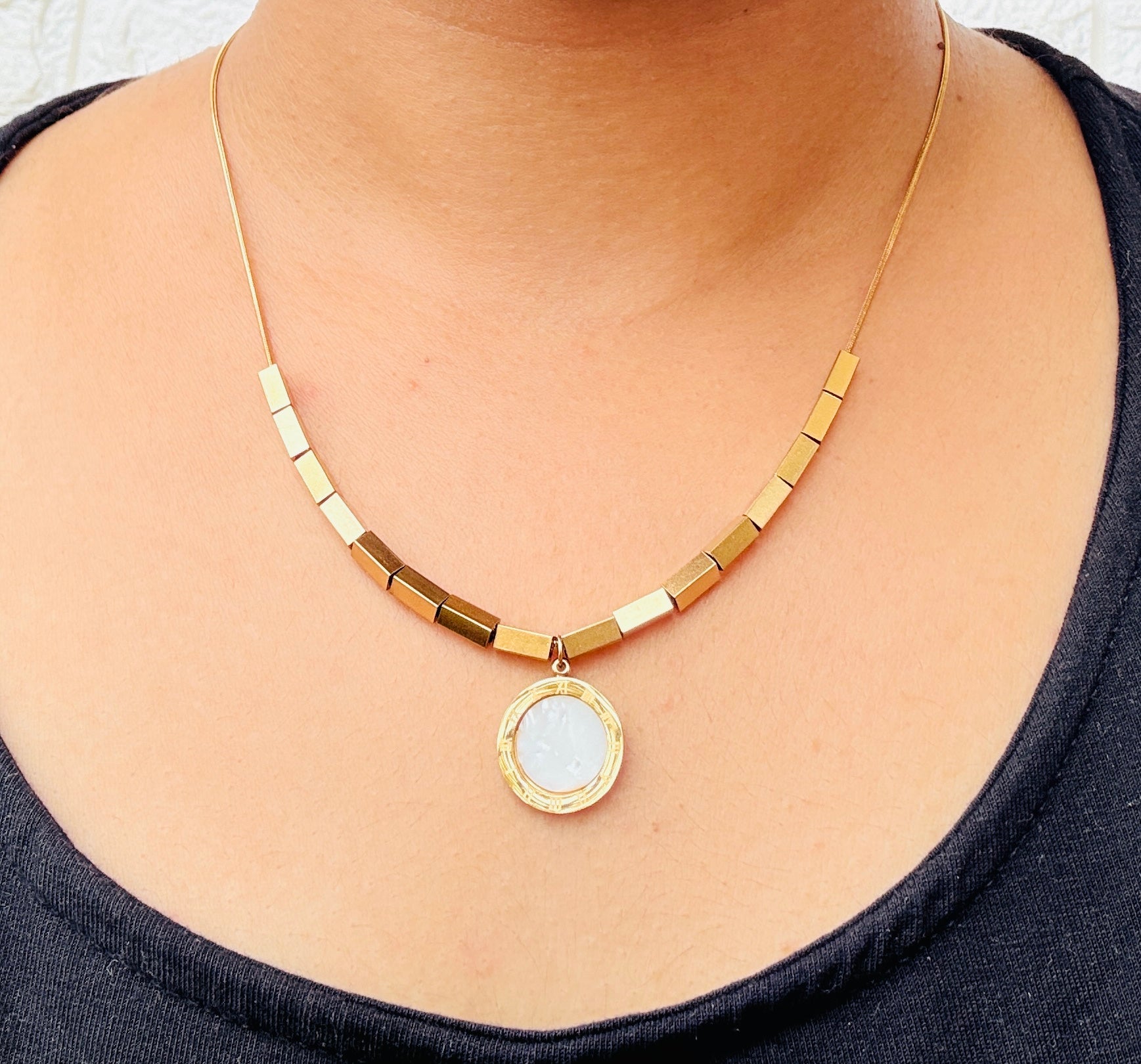 Moon Charm Anti tarnish stainless steel neck Chain RJ94