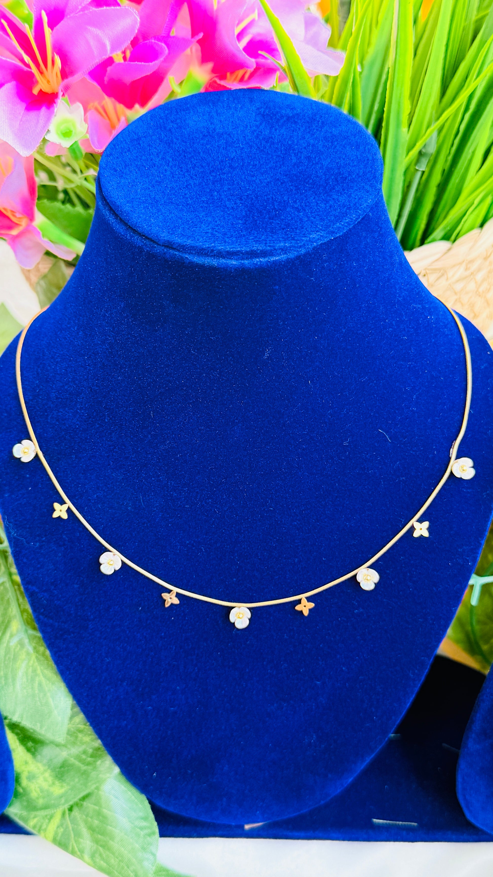 Tiny blooms Anti tarnish stainless steel neck Chain RJ88