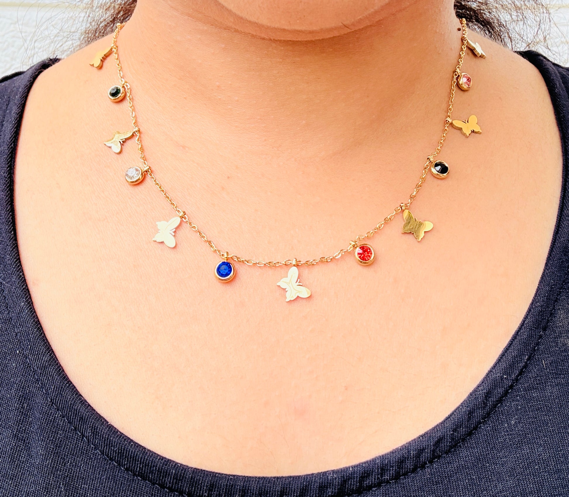 Butterfly Kisses Anti tarnish stainless steel neck Chain RJ111