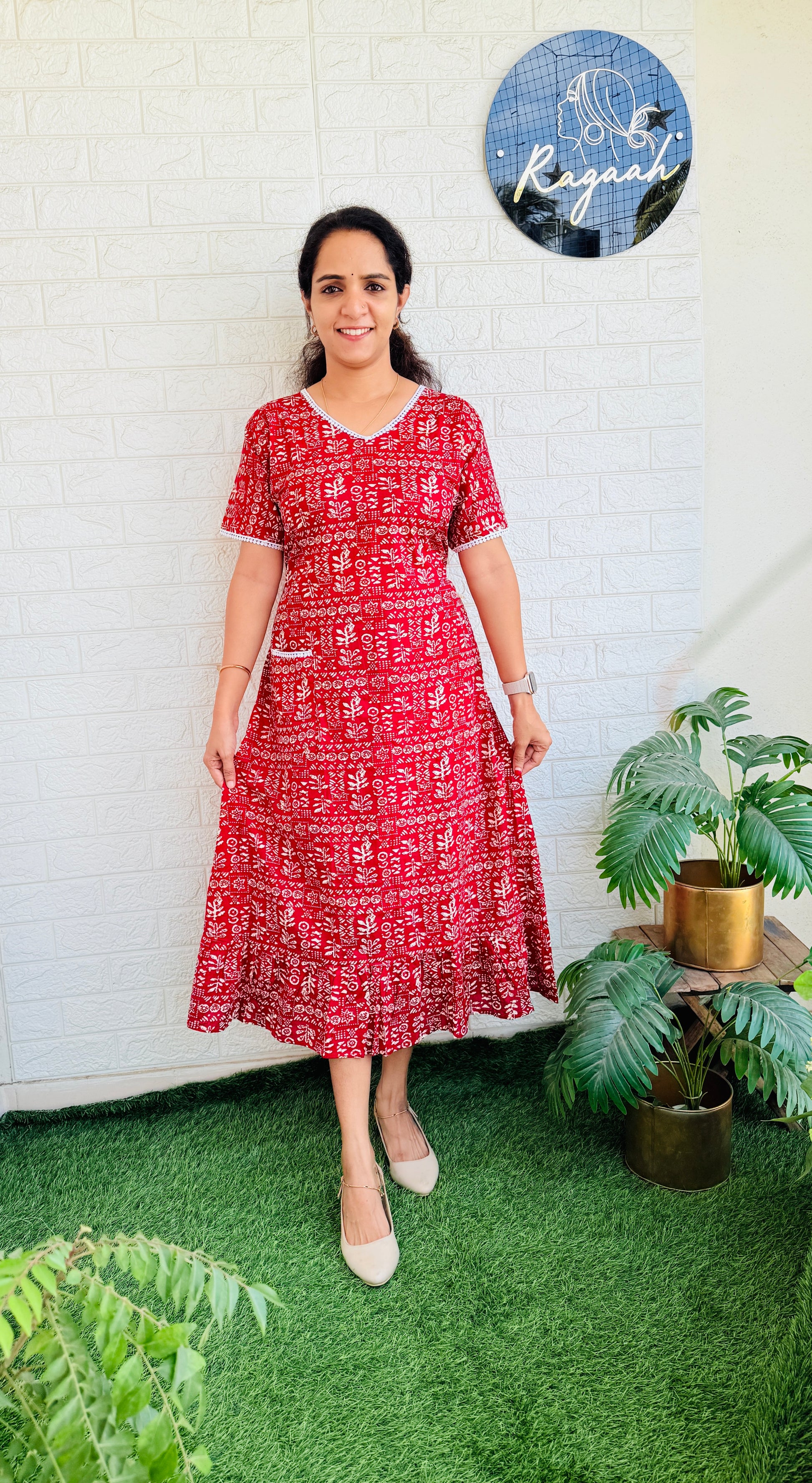 Cotton Frock RG773 Red