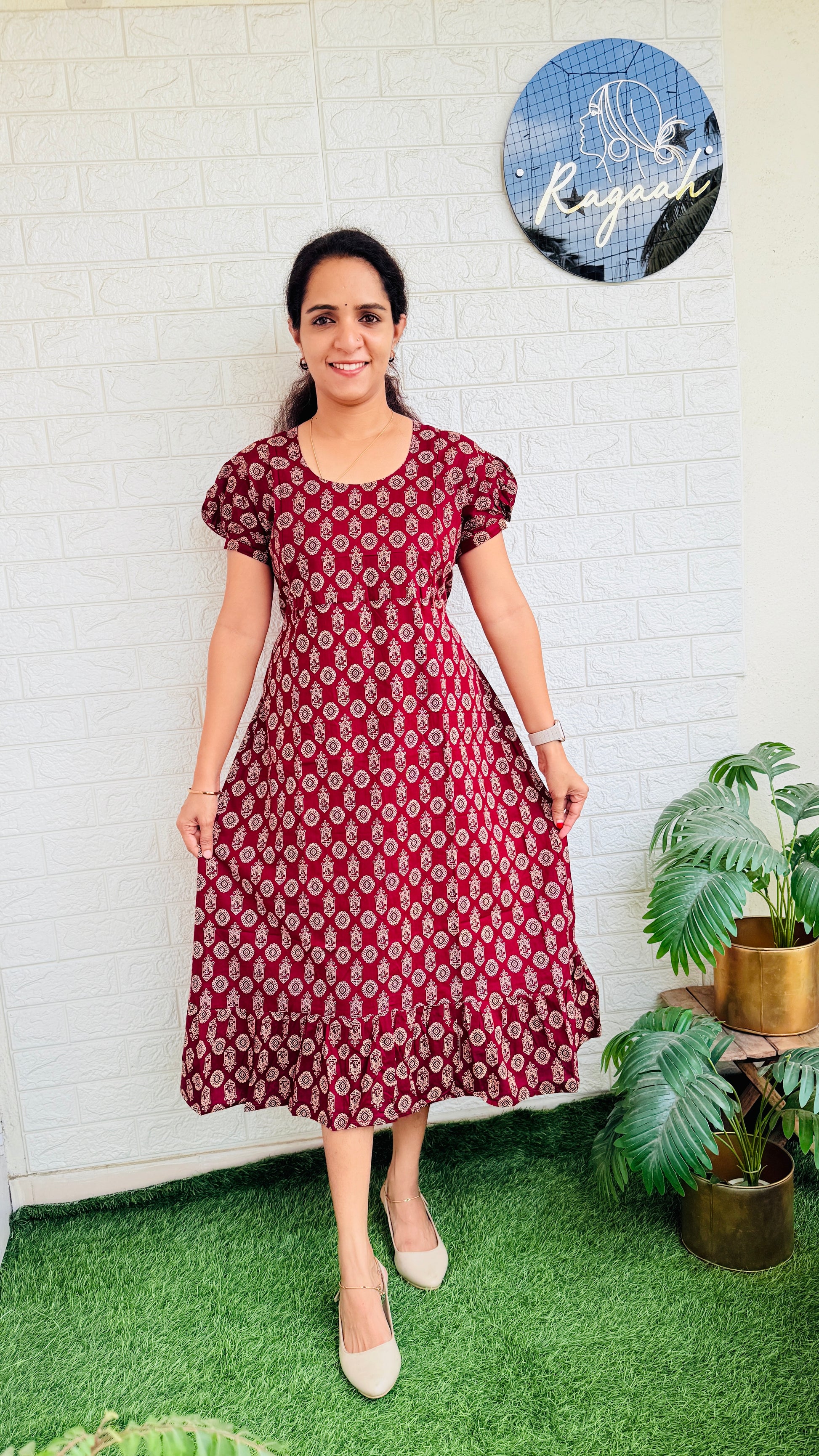 Feeding Cotton Frock RG774 Maroon