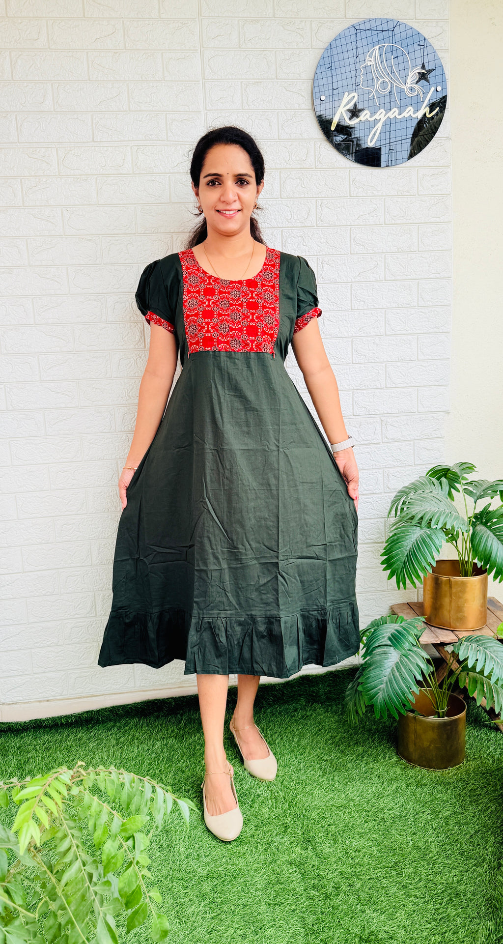 Feeding Cotton Frock RG777 Green
