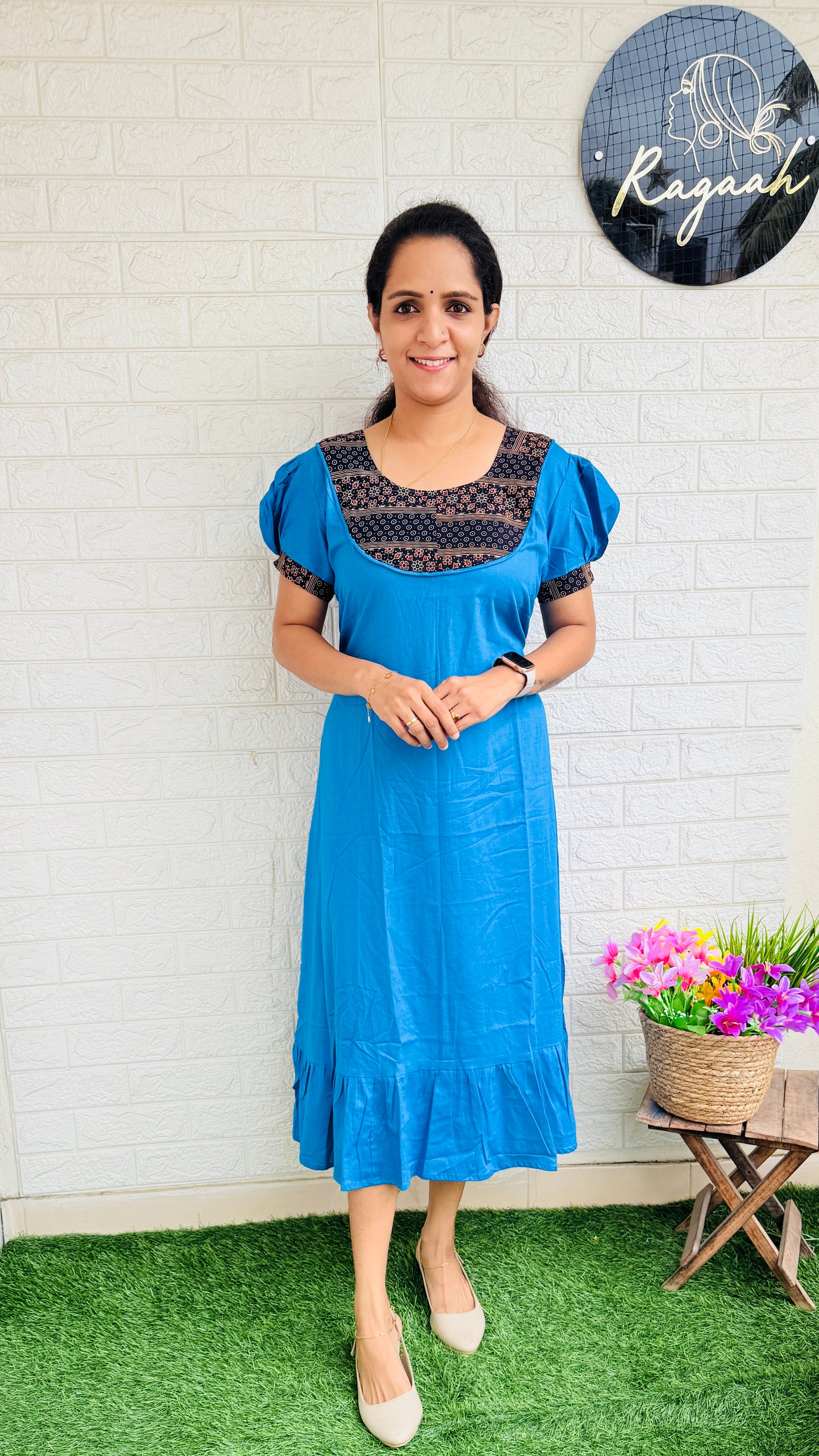 Cotton Frock RG789 Blue