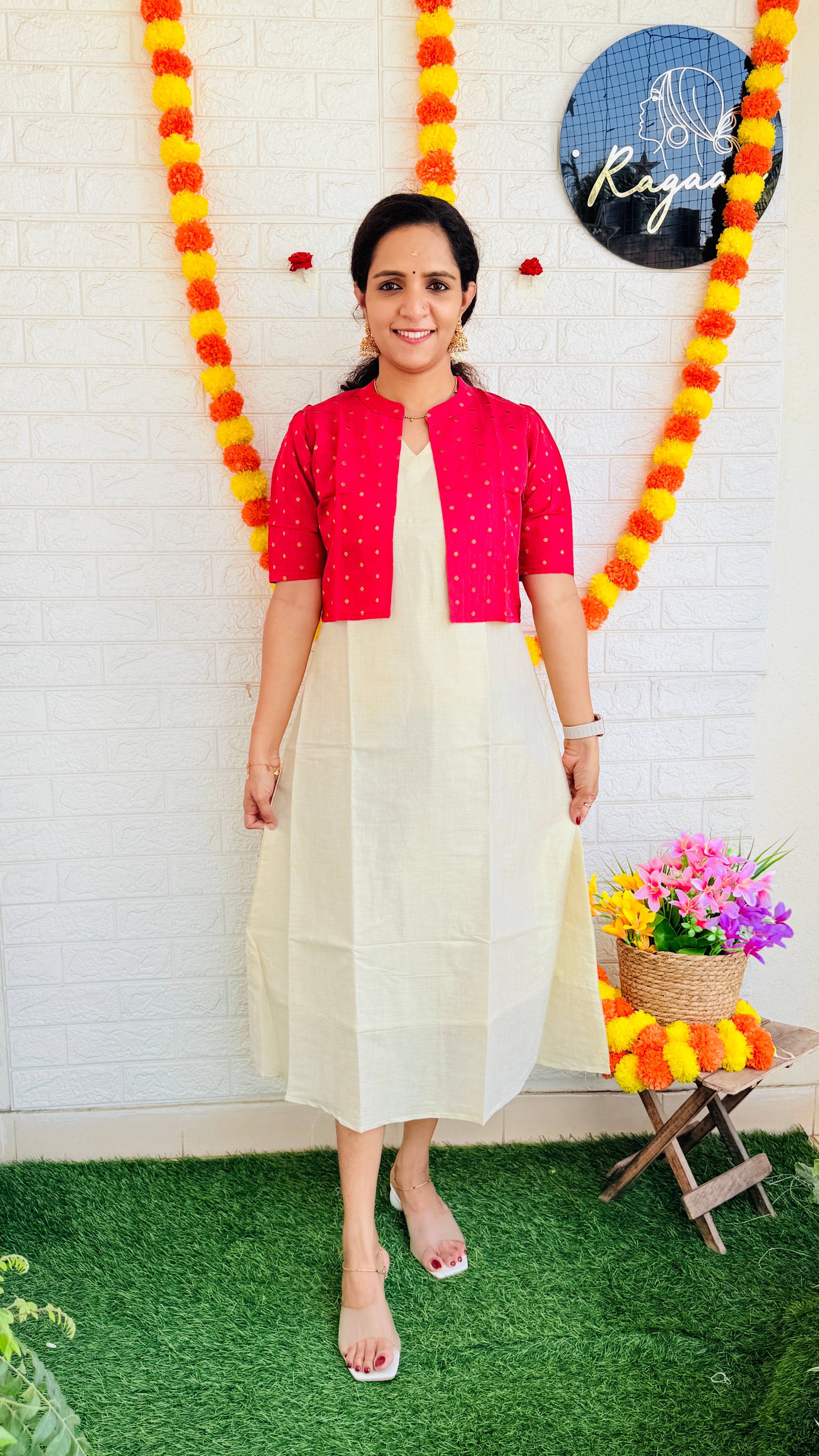 Varnam Onam Special Kurtii RG792 Rani Pink