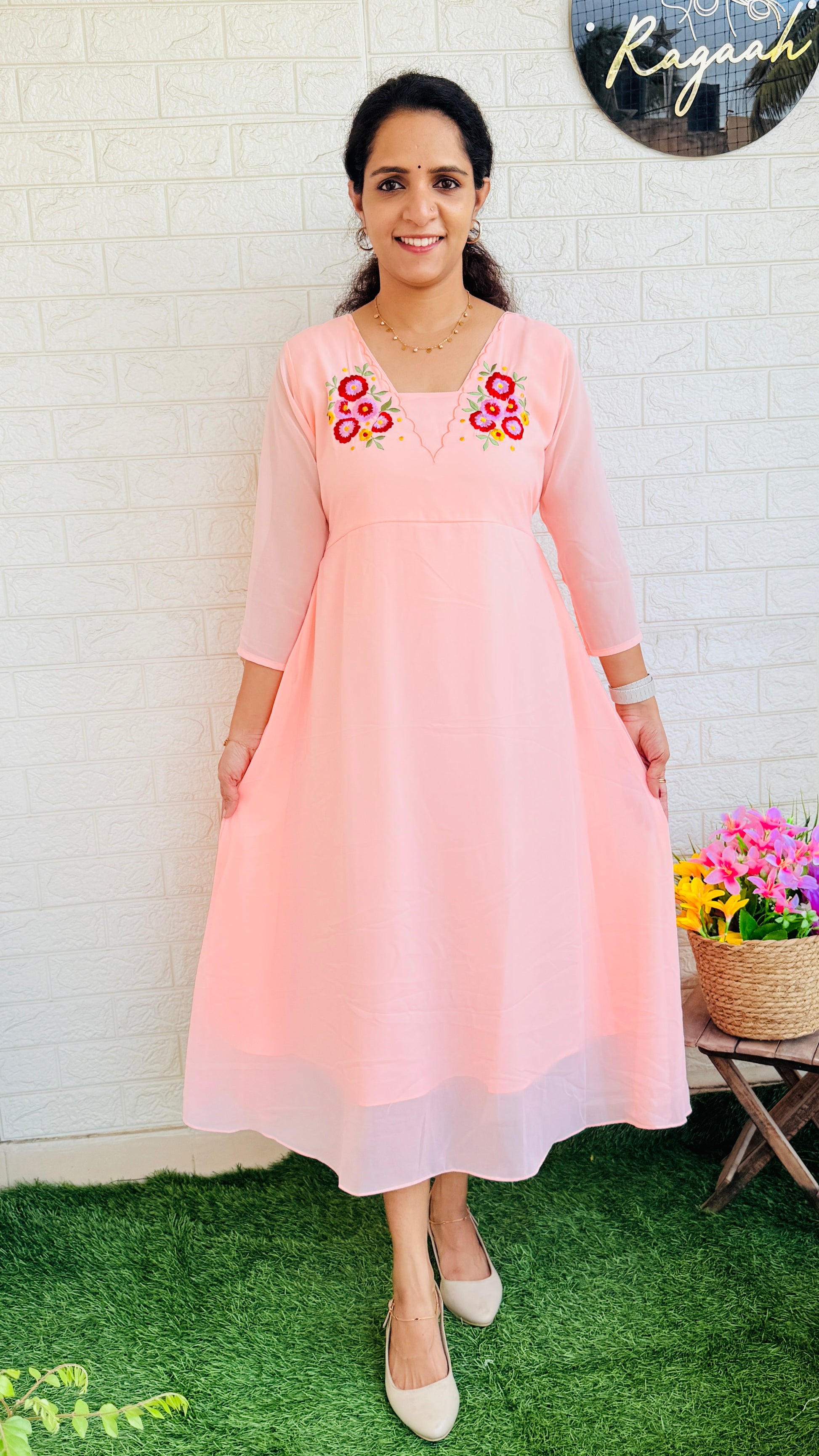 Georgette Aline Kurti RG803 Peach
