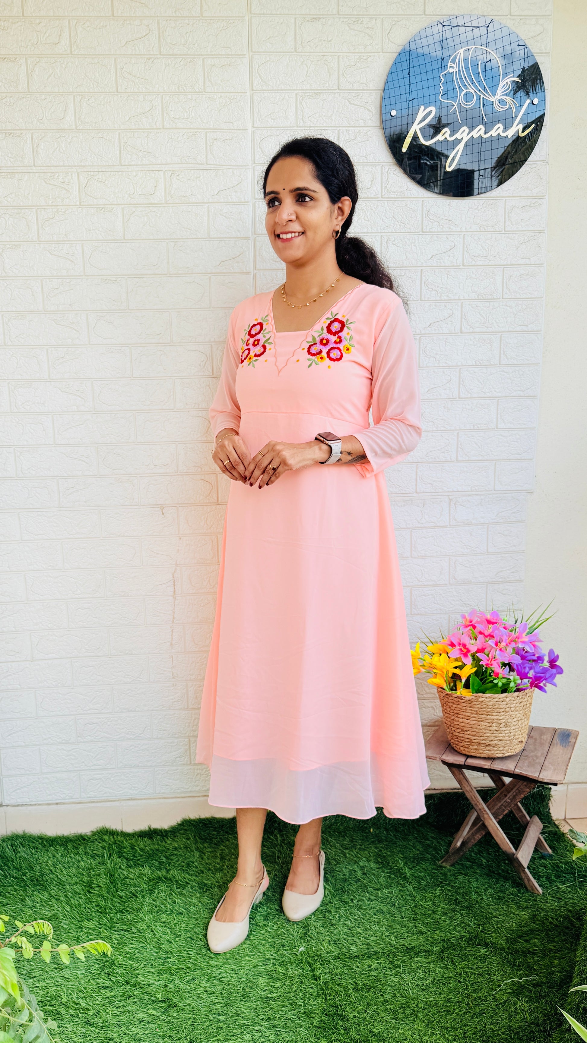Georgette Aline Kurti RG803 Peach
