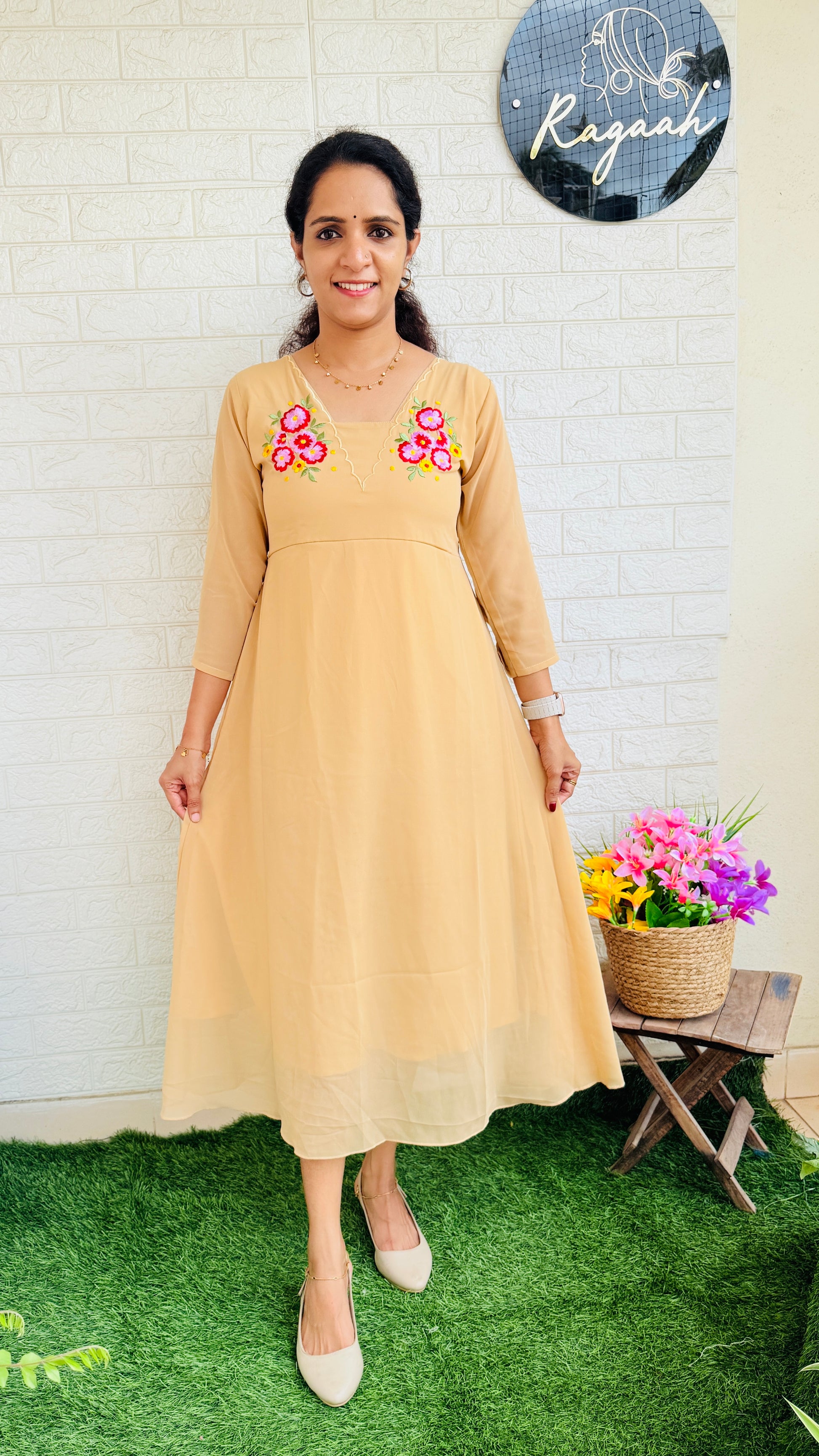 Georgette Aline Kurti RG804 Biscuit Shade