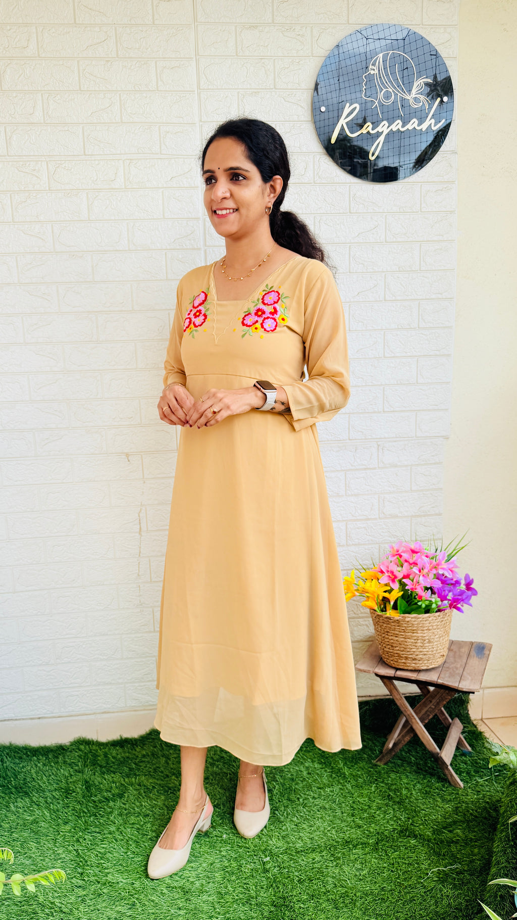 Georgette Aline Kurti RG804 Biscuit Shade