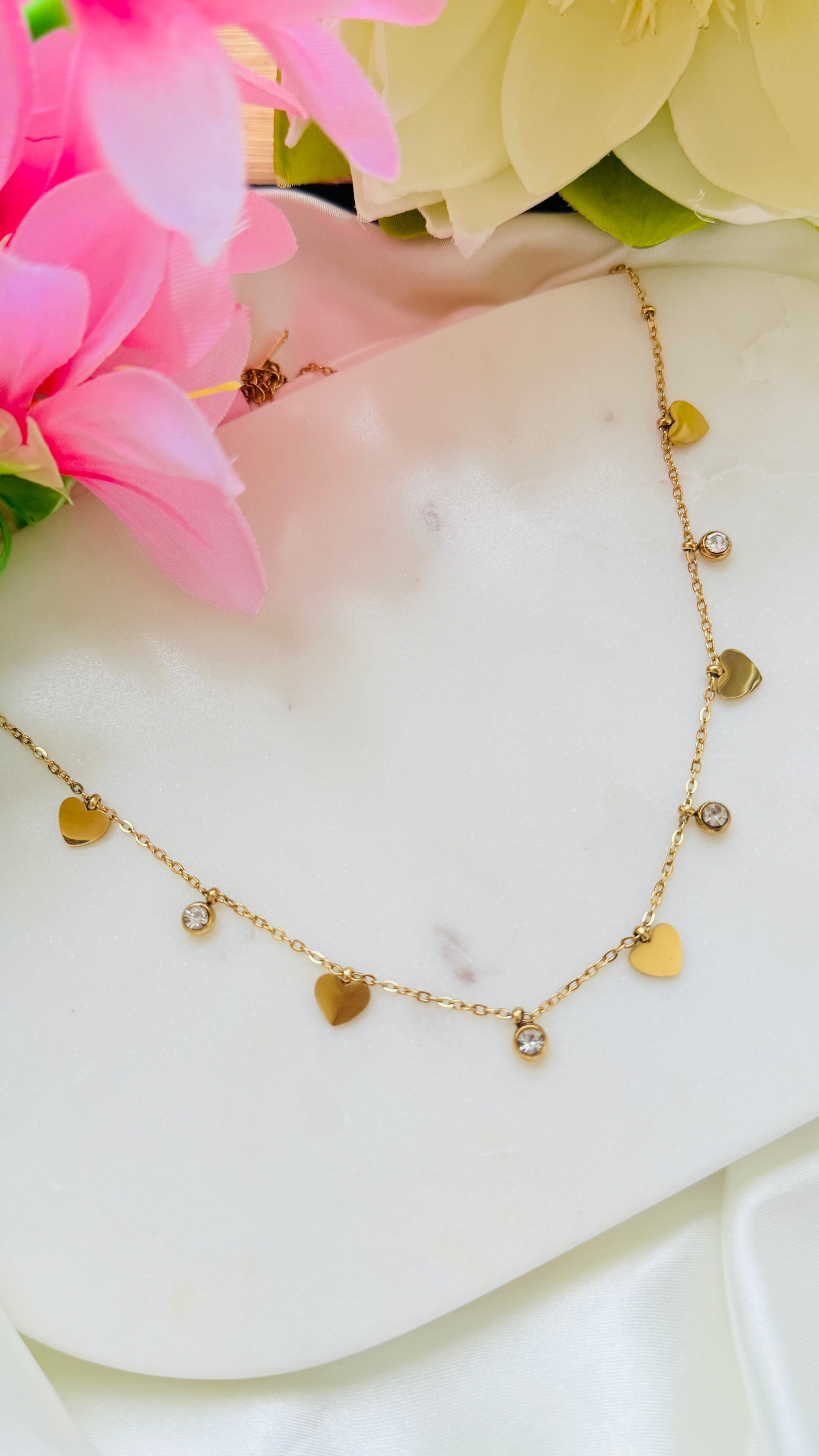 Hearts Glow Antitarnish Neckchain RJ197