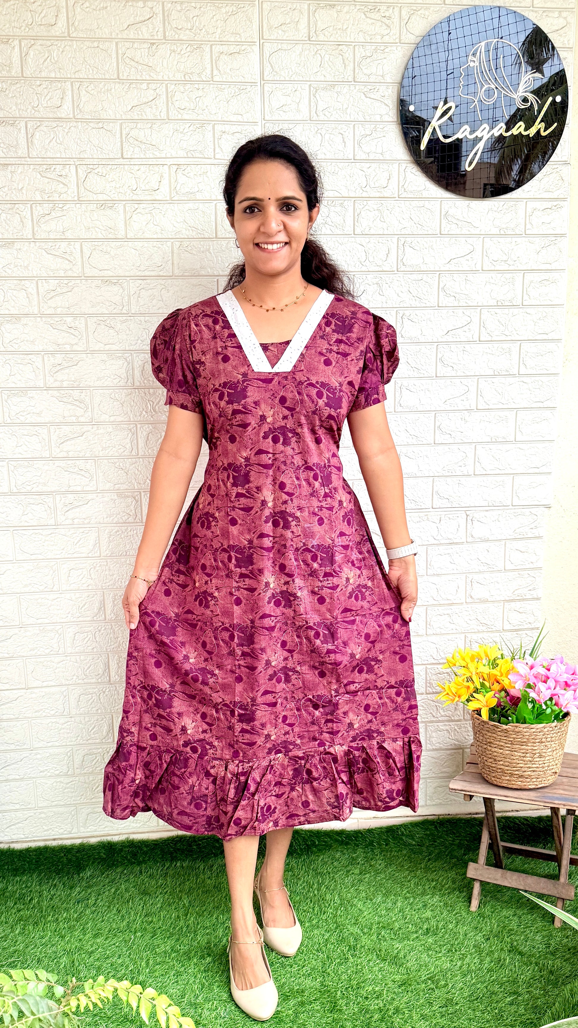 Cotton Frock with Hakoba Detailing RG818 Pink