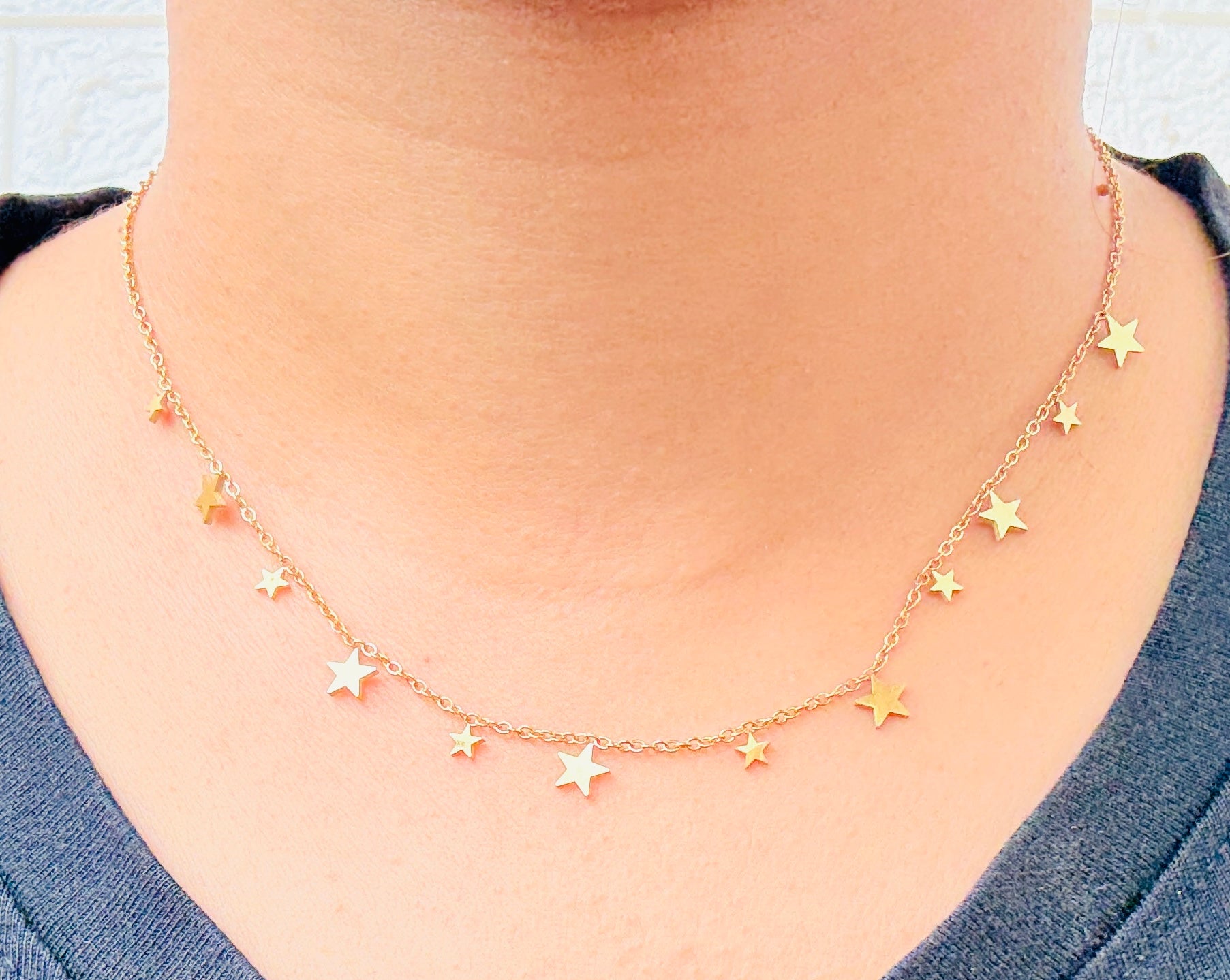 Tiny Stars Anti tarnish stainless steel neck Chain RJ214