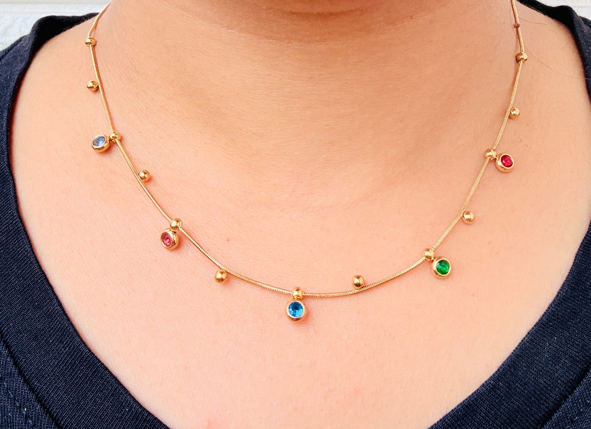 Rain Drops Anti tarnish stainless steel neck Chain RJ216