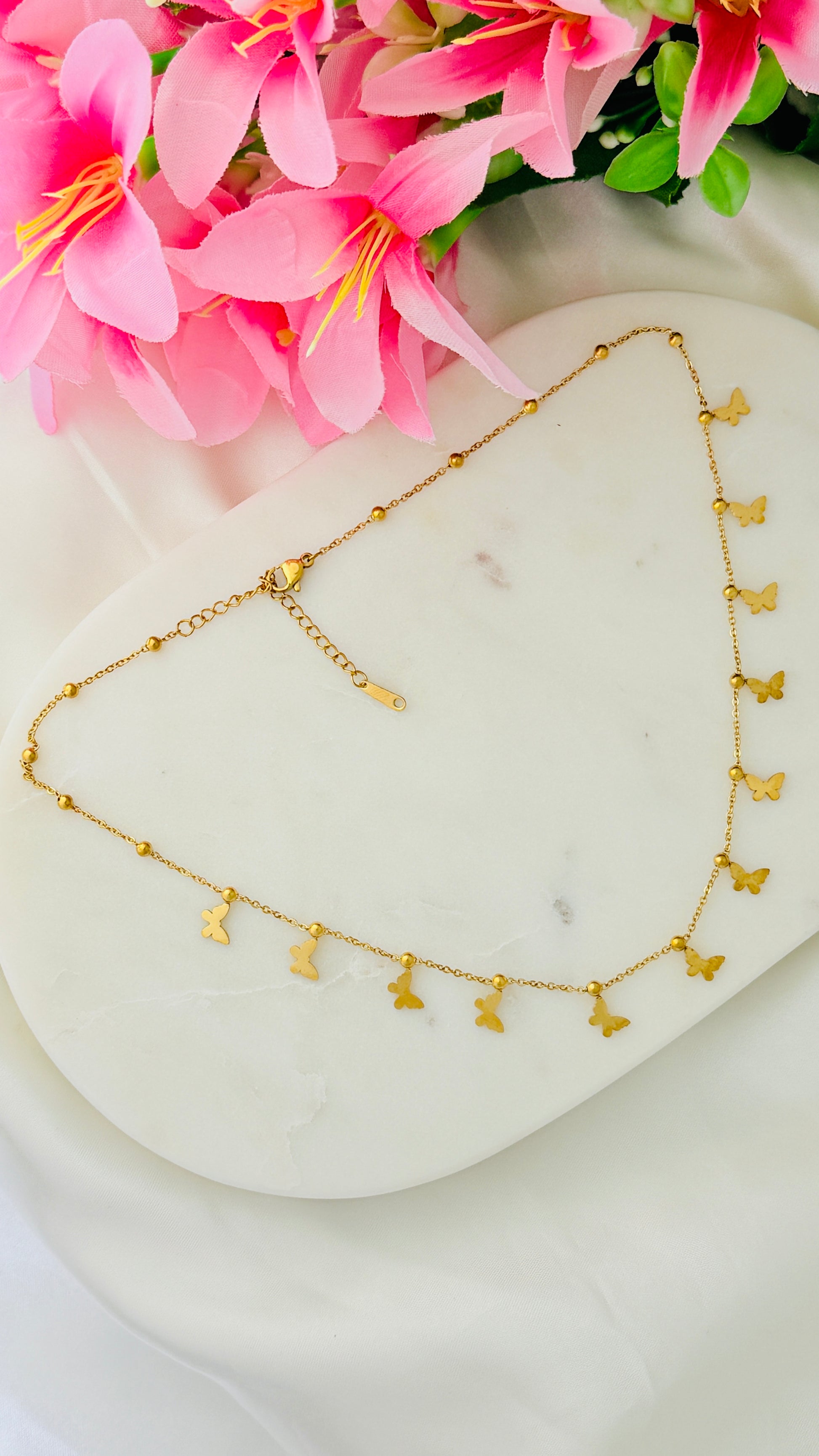 Butterfly Sparkle Anti tarnish stainless steel neck Chain RJ212