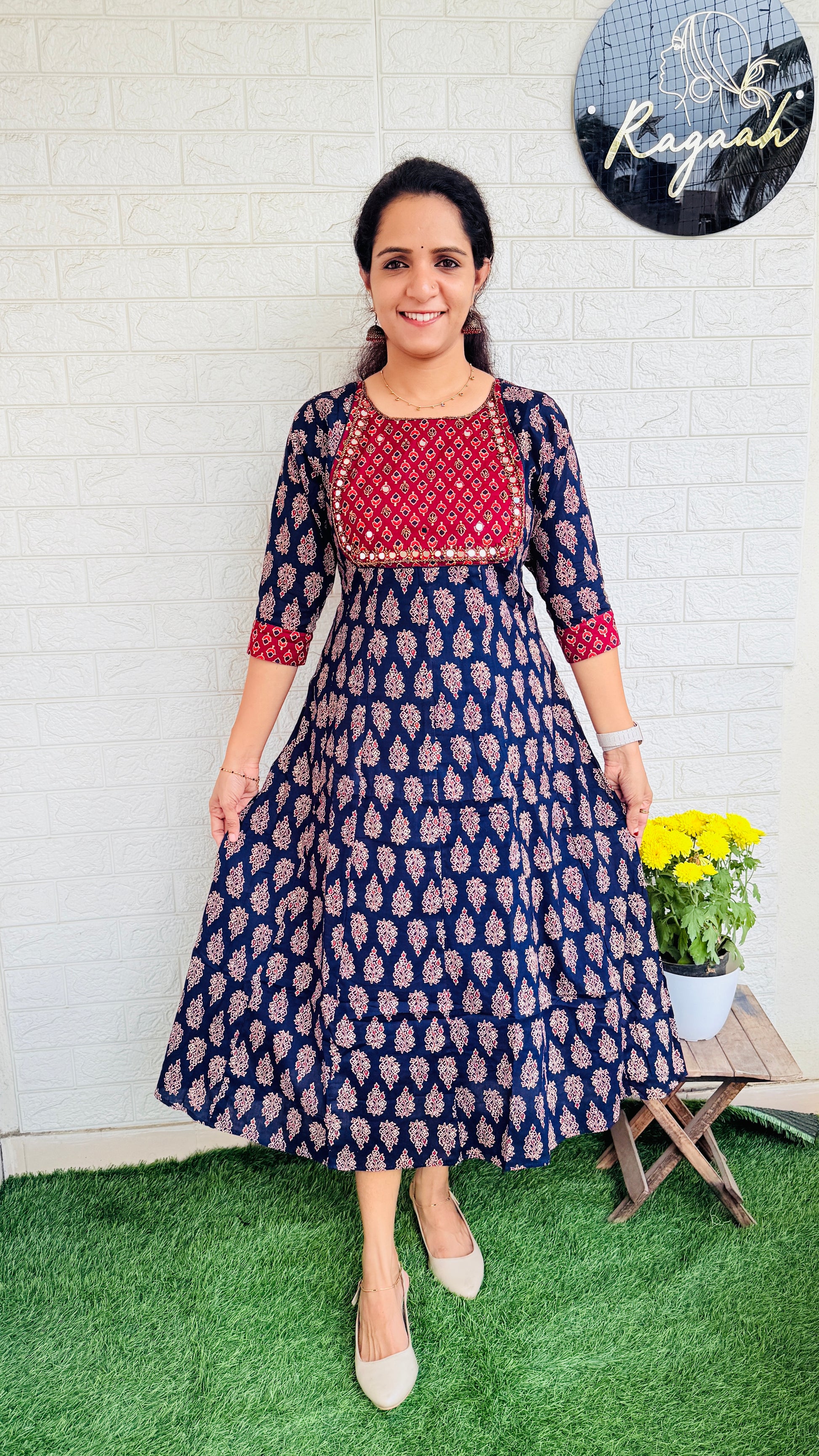 Heavy Handwork Anarkali RG834 Blue