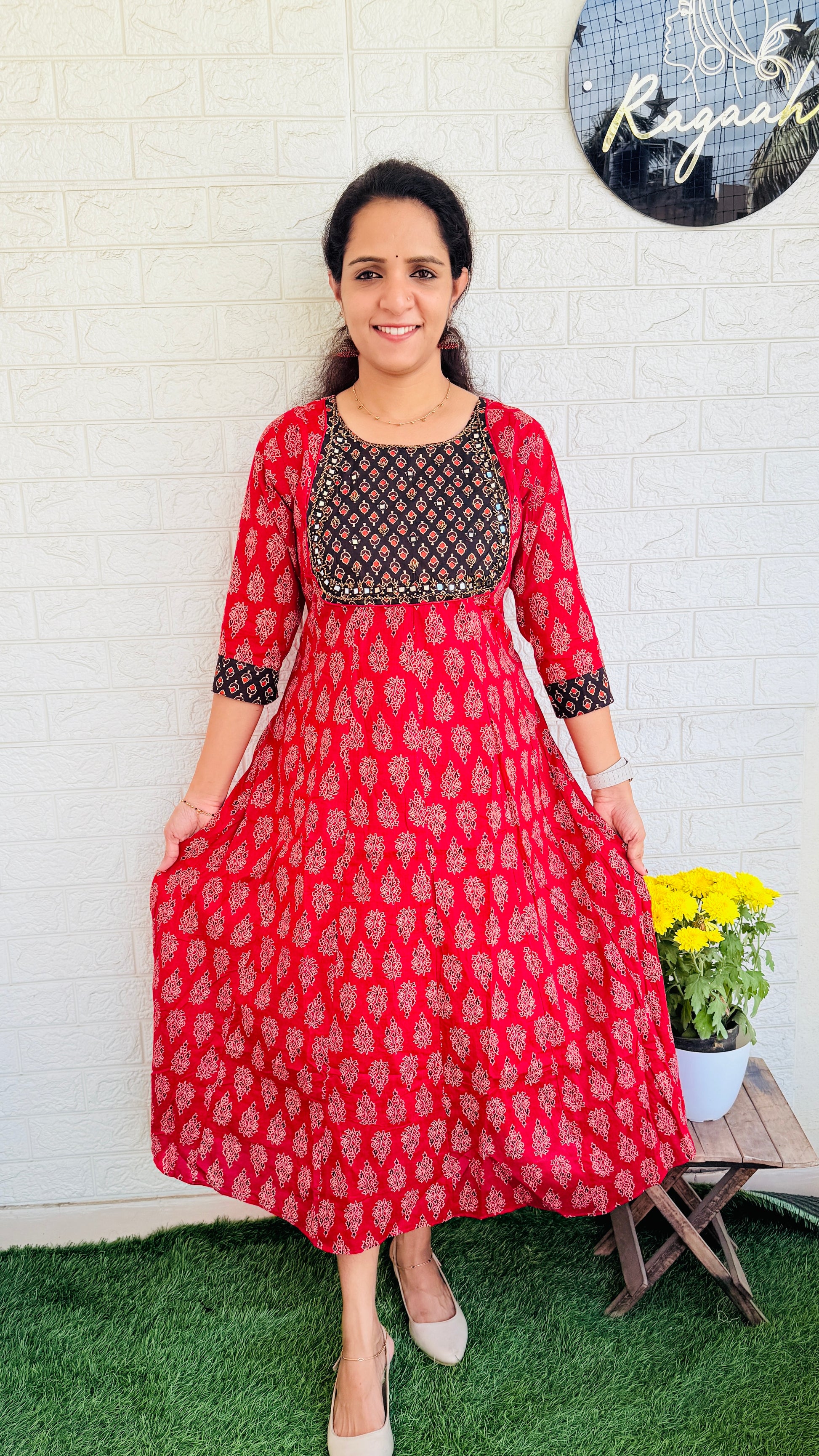 Heavy Handwork Anarkali RG833 Red