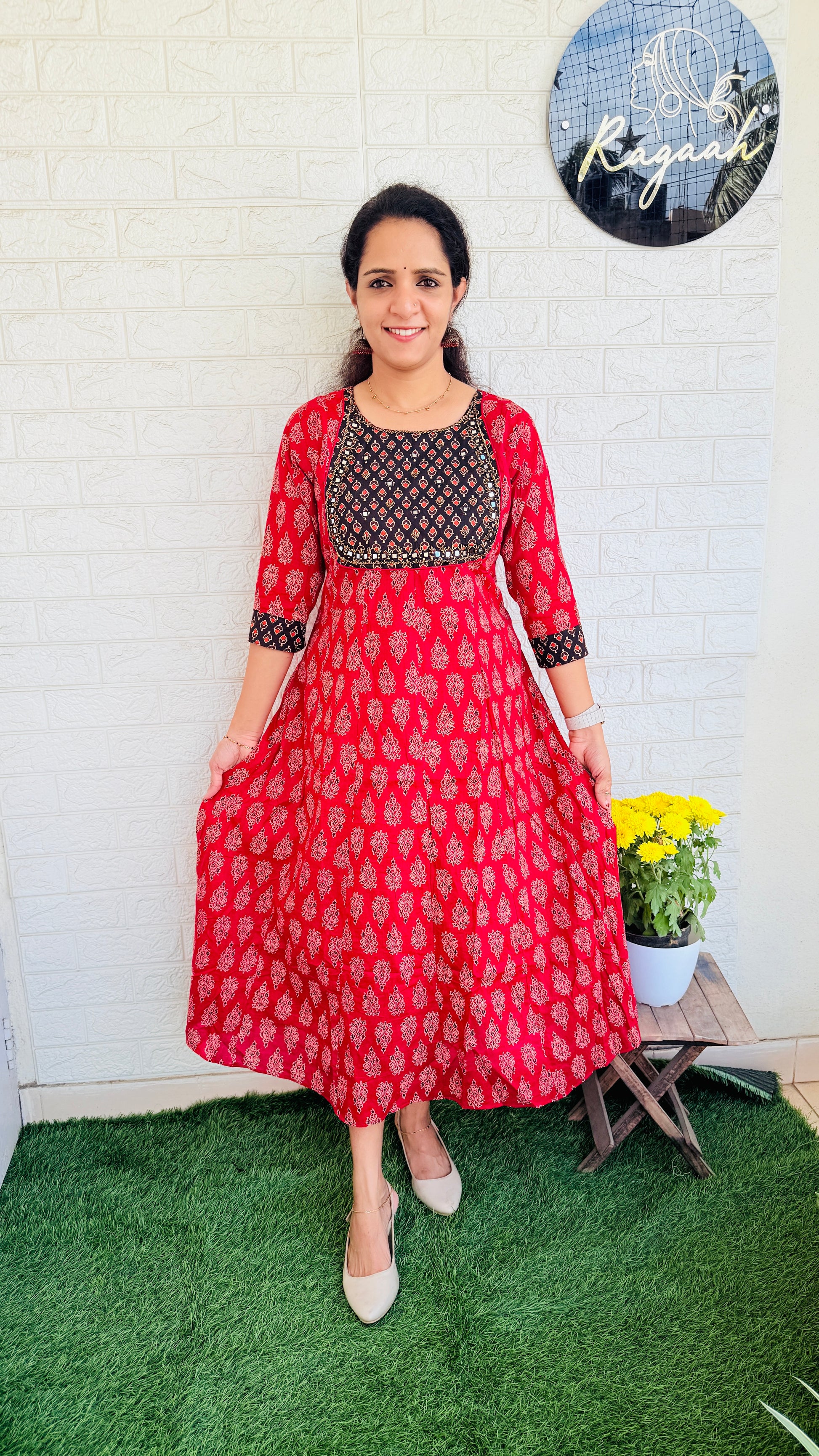 Heavy Handwork Anarkali RG833 Red