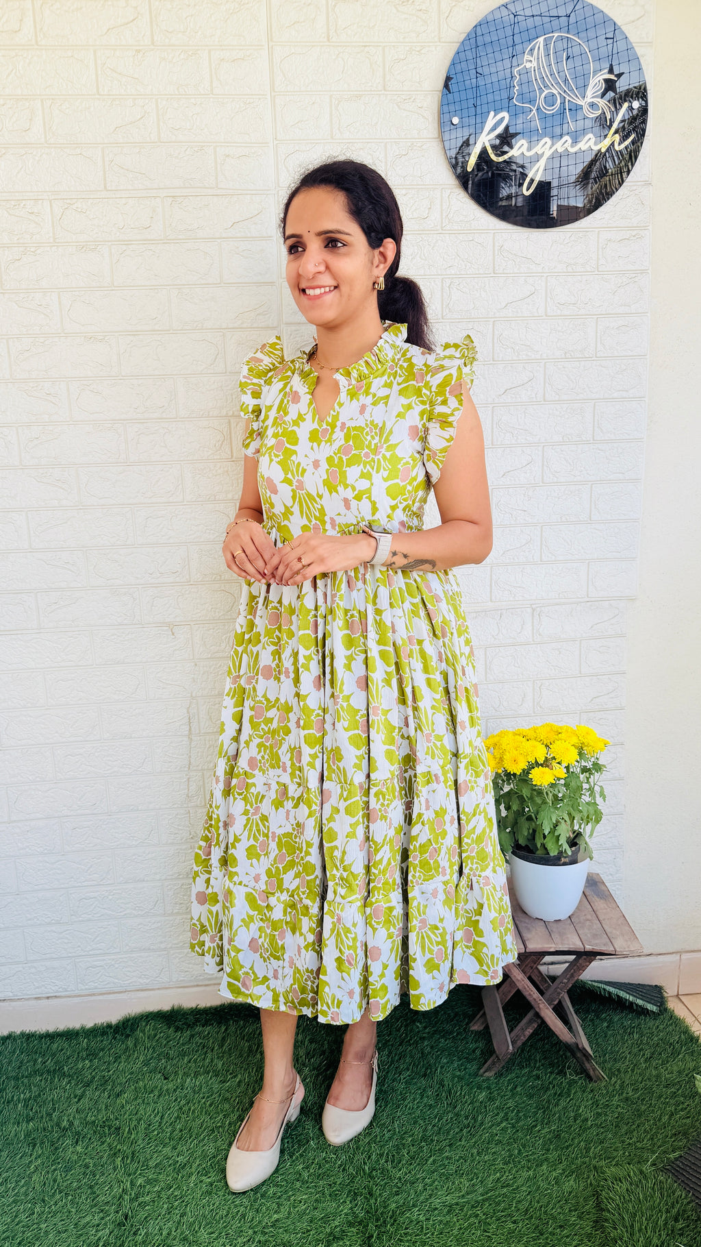Imported Delta Fabric Tiered Frock RG827 Green