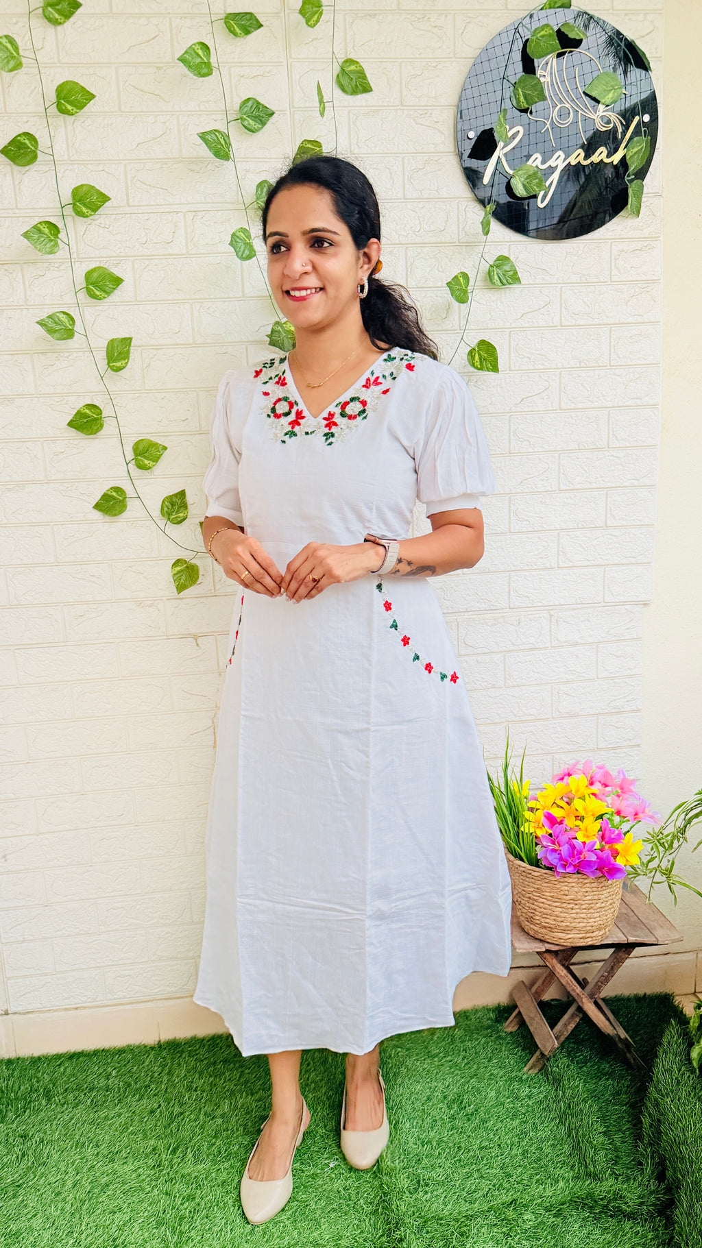 White Vatican Silk Aline Kurti RG867