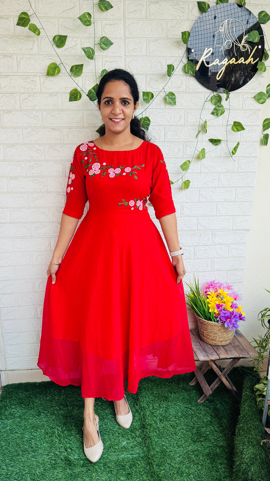 Red Georgette Flared Kurti RG871