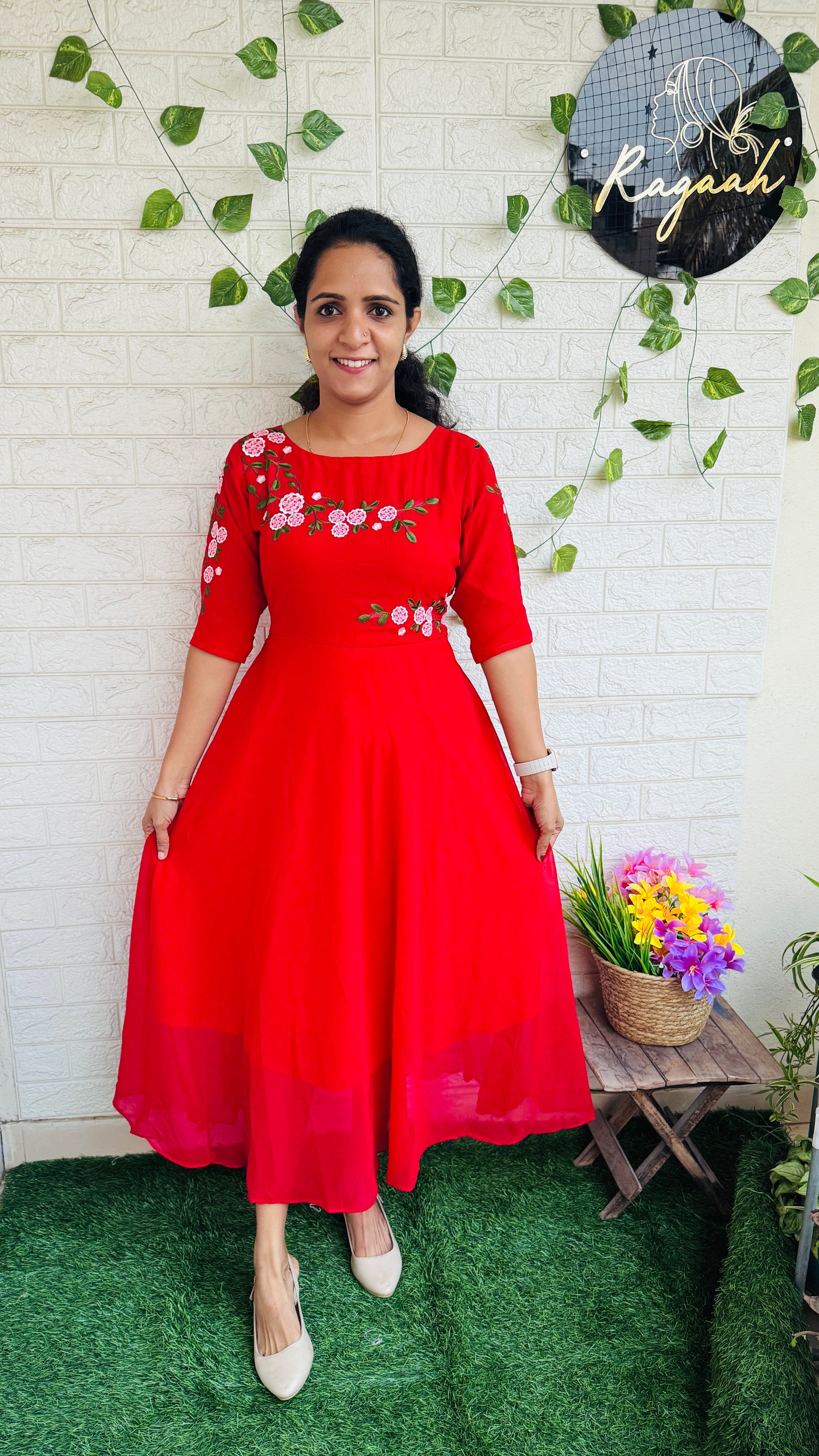 Red Georgette Flared Kurti RG871