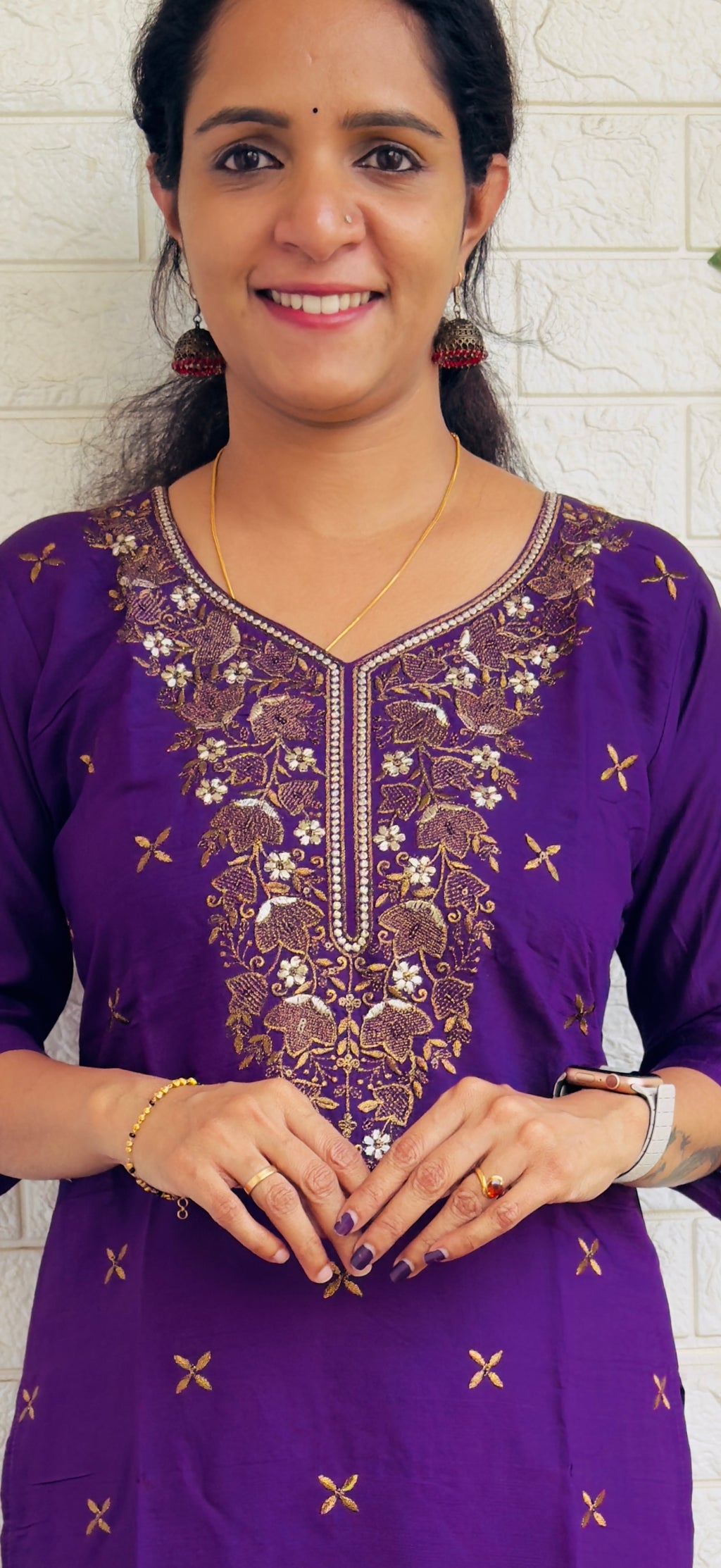 Violet Vatican Silk Slitted Kurti RG878