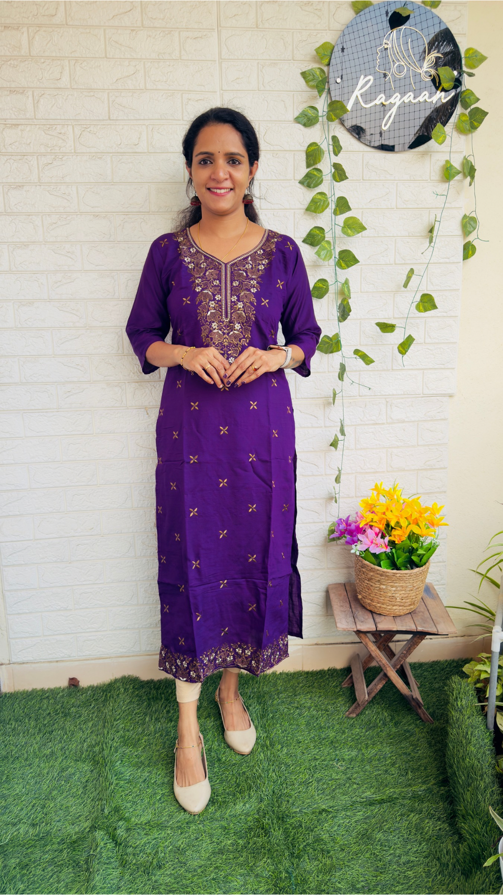 Violet Vatican Silk Slitted Kurti RG878