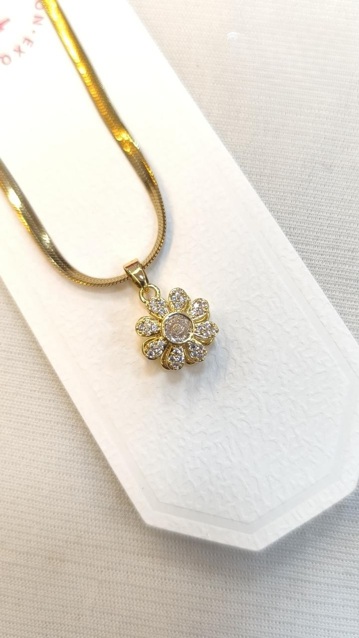 Spinning Daisy Anti tarnish stainless steel neck Chain RJ75