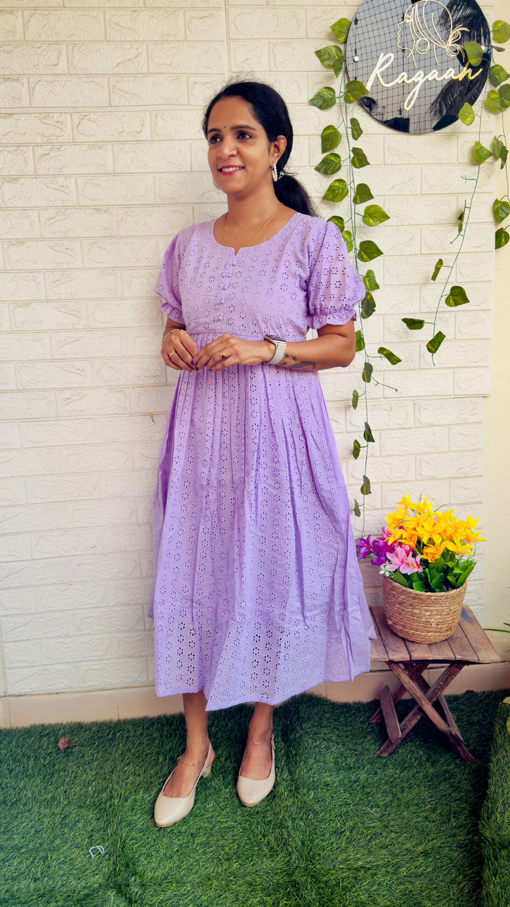 Cotton Hakoba Frock Lavendar RG882