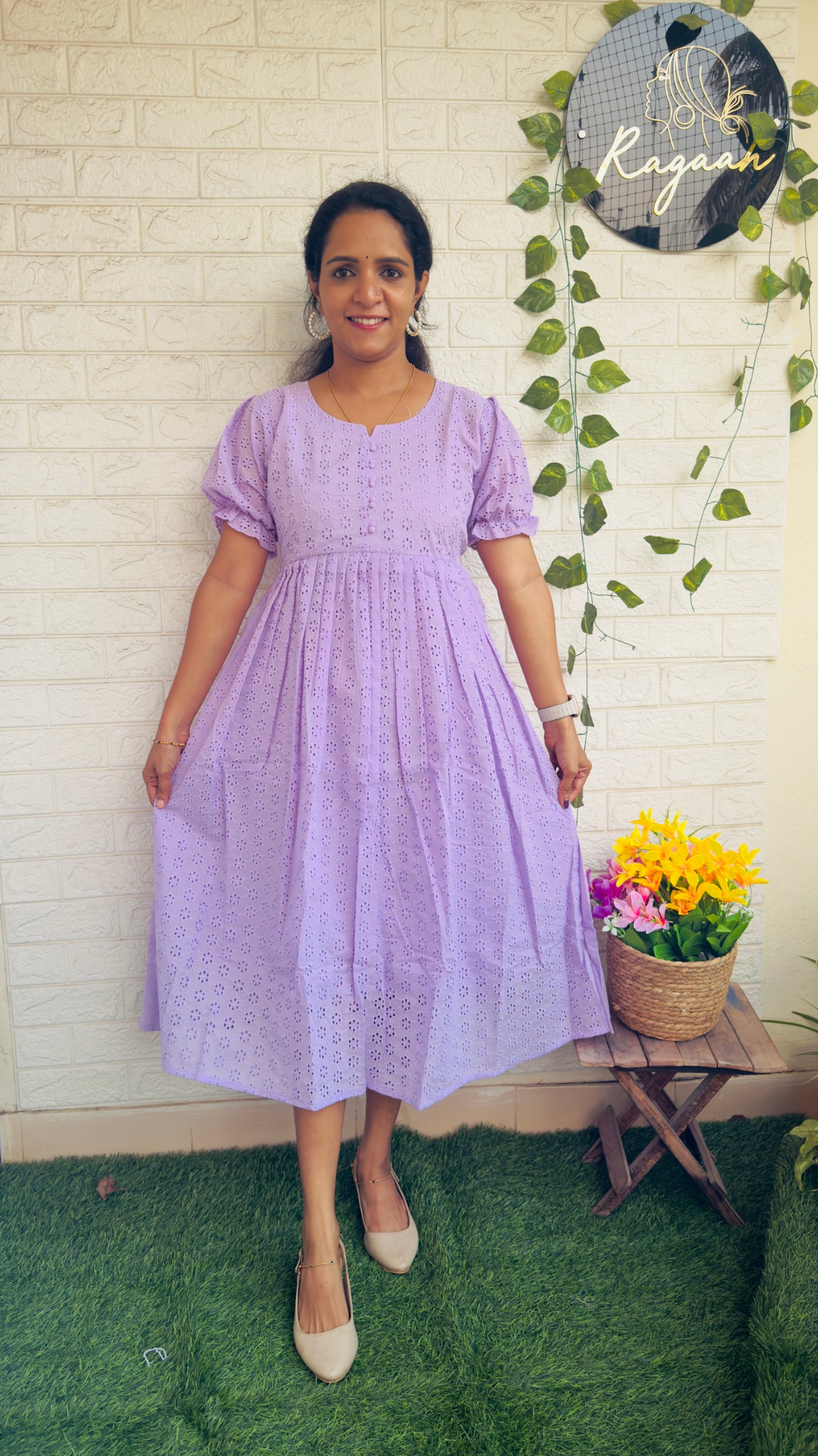 Cotton Hakoba Frock Lavendar RG882